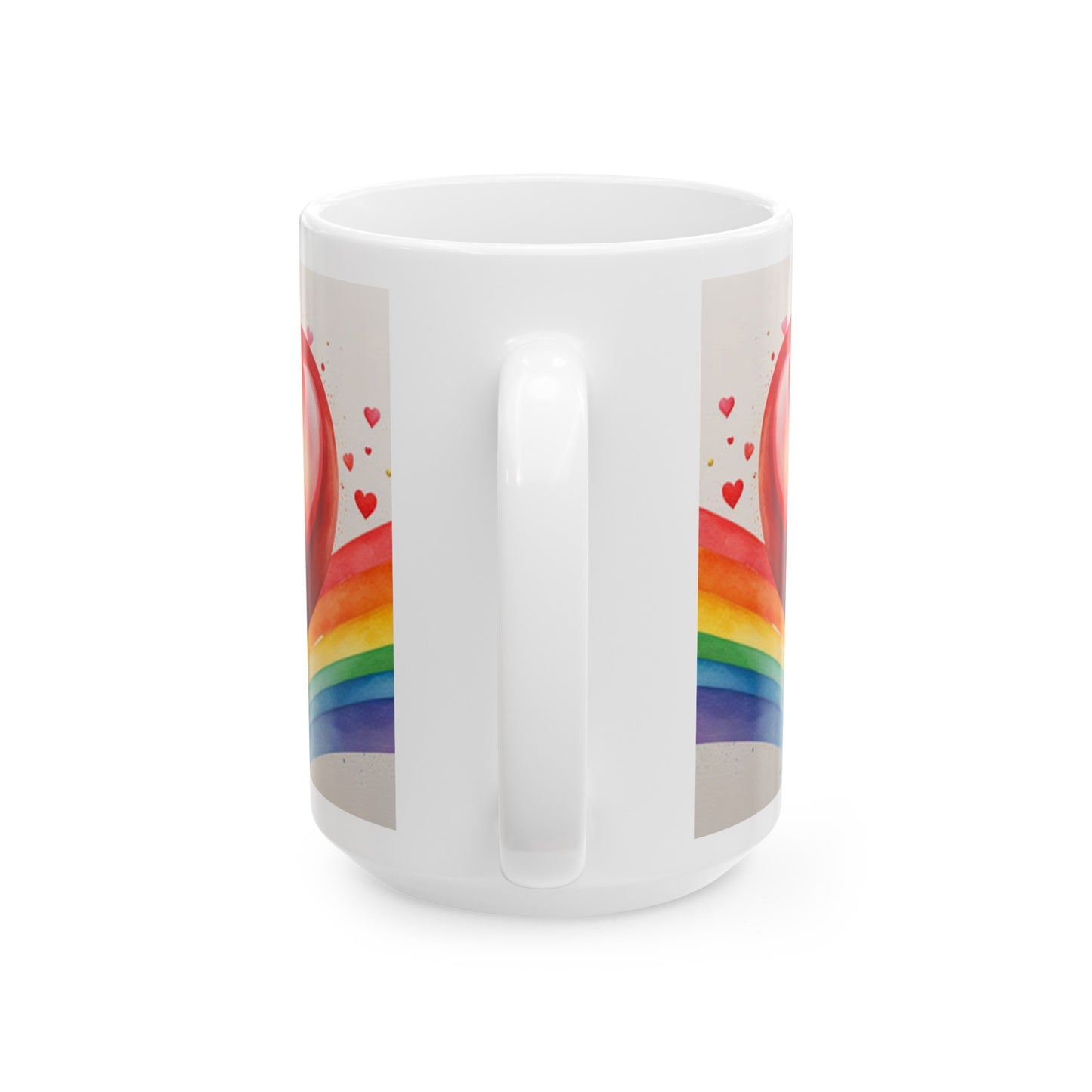 Rainbow Heart Ceramic Mug, (11oz, 15oz)