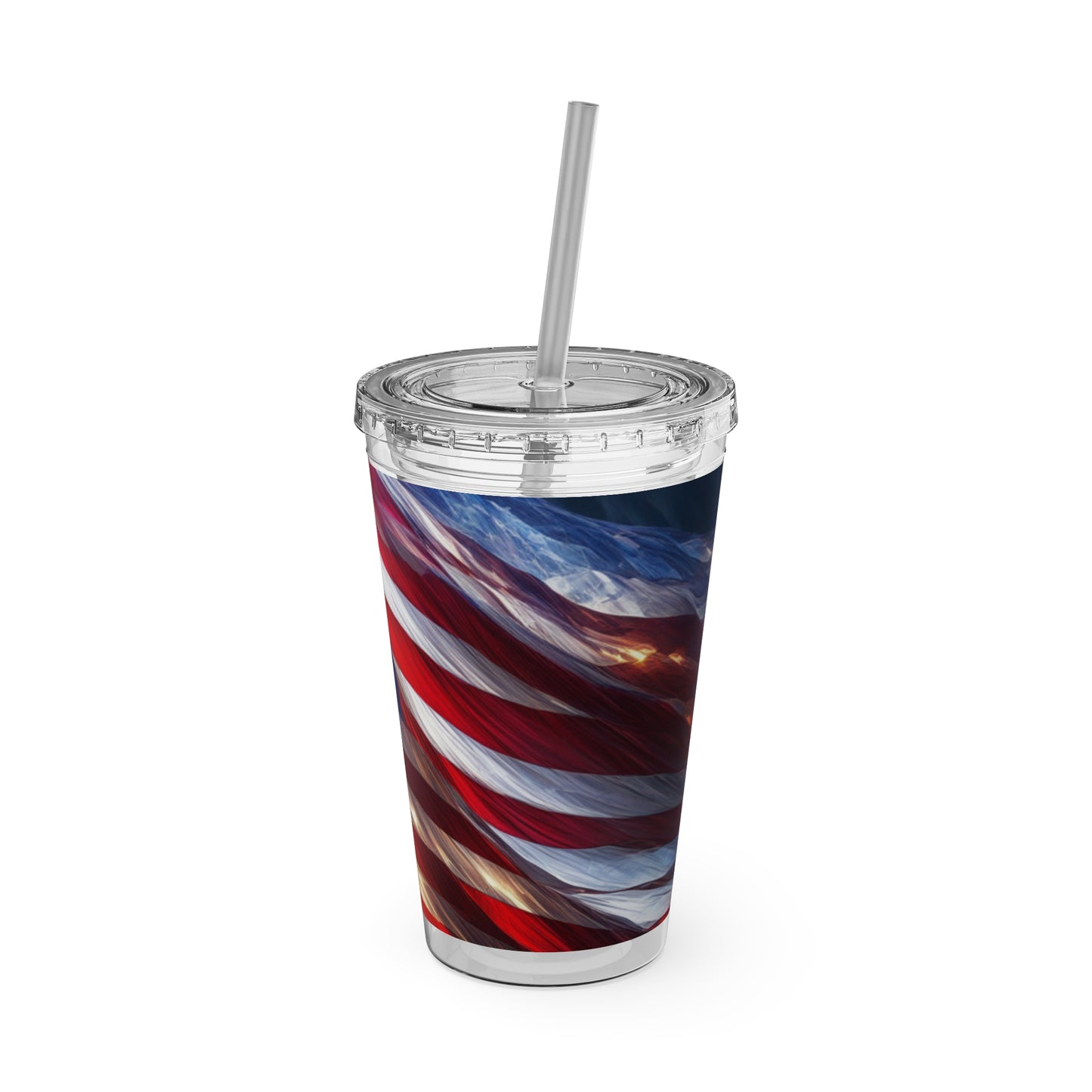 Sunsplash Tumbler with Straw, 16oz American Flag