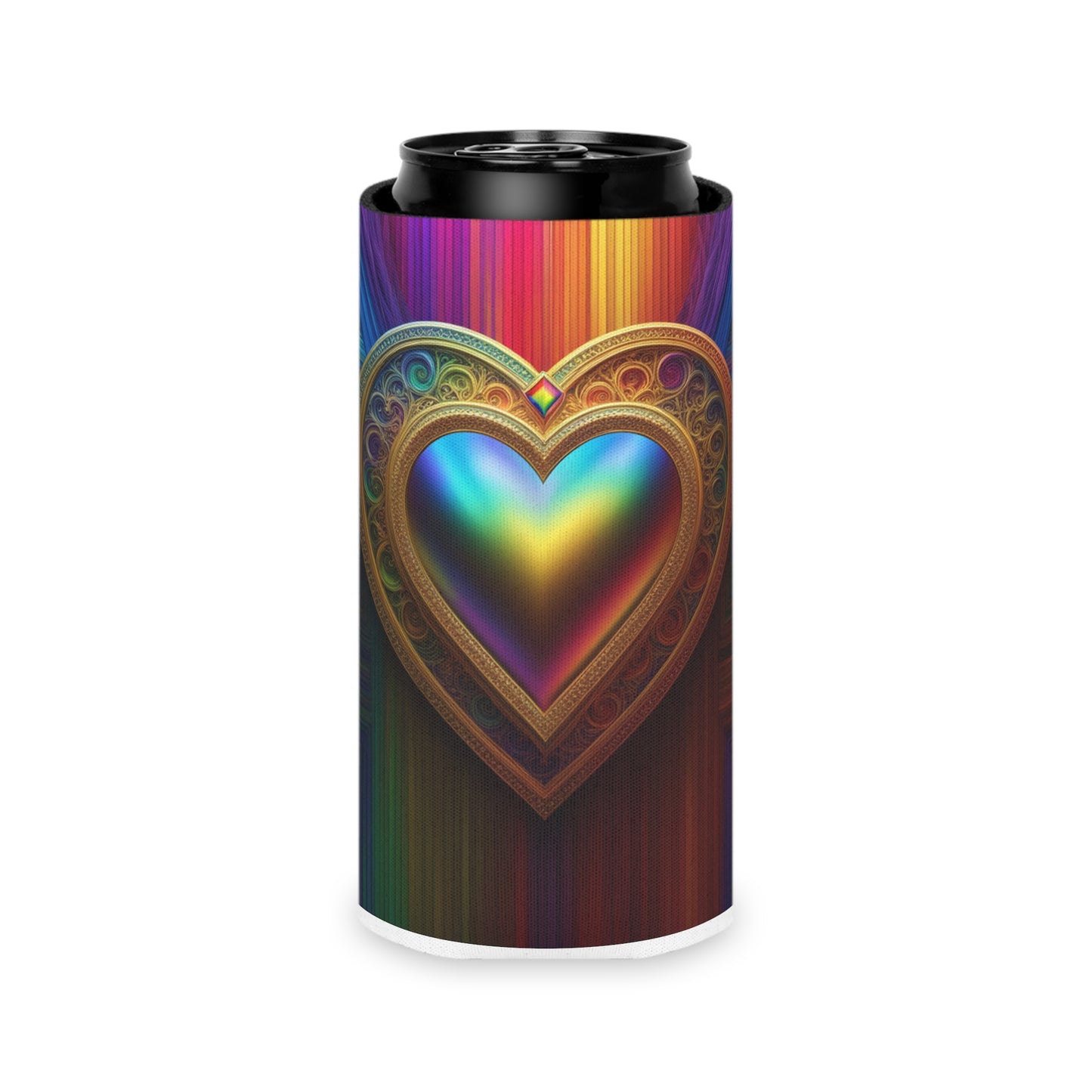 Can Cooler Rainbow Heart