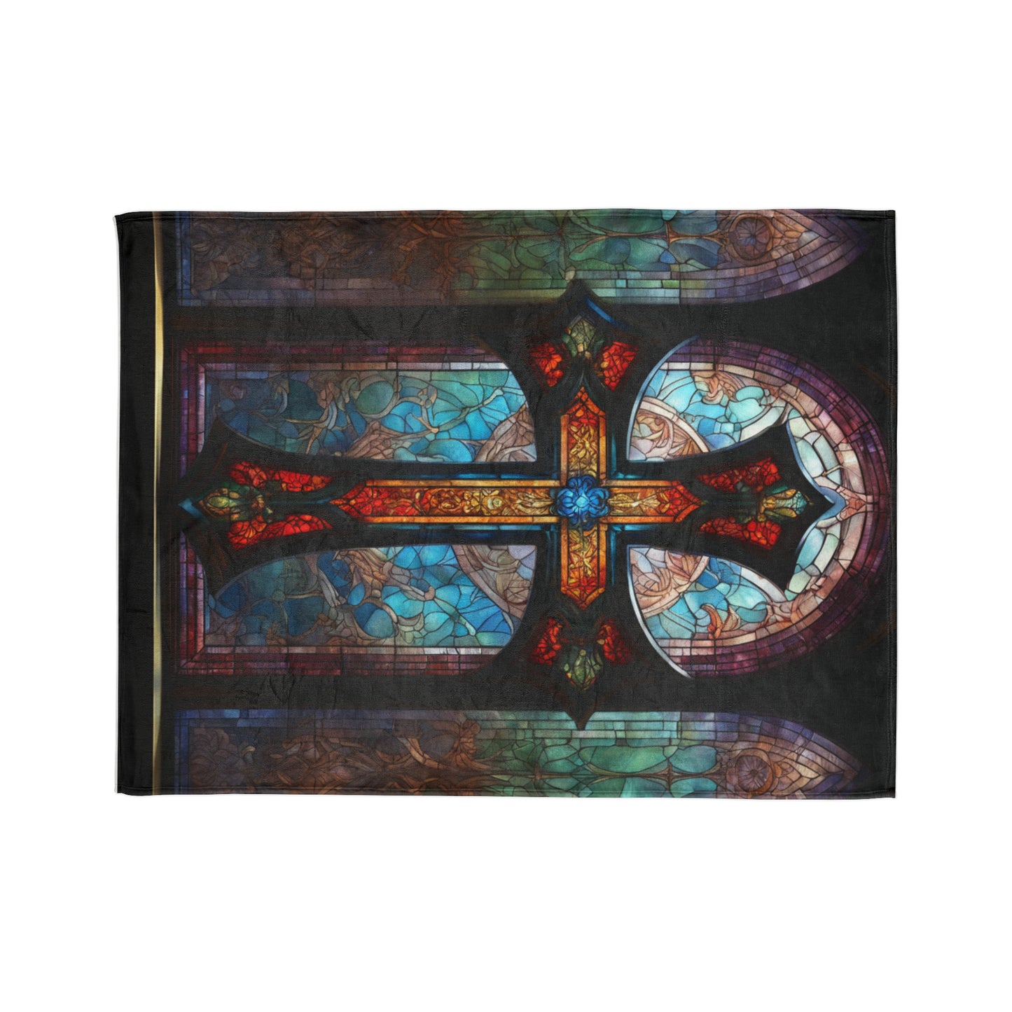 Soft Polyester Blanket Stained Glass Cross