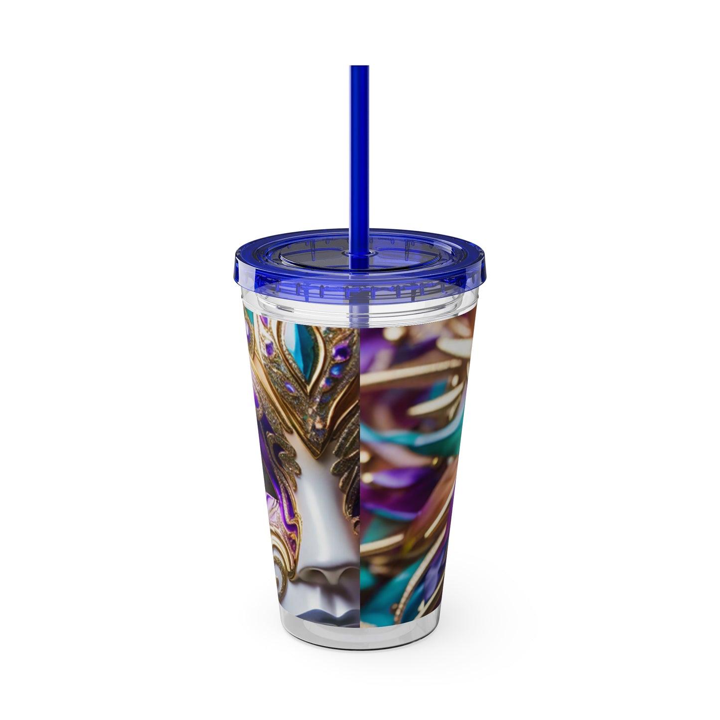 Sunsplash Tumbler with Straw, 16oz Mardi Gras