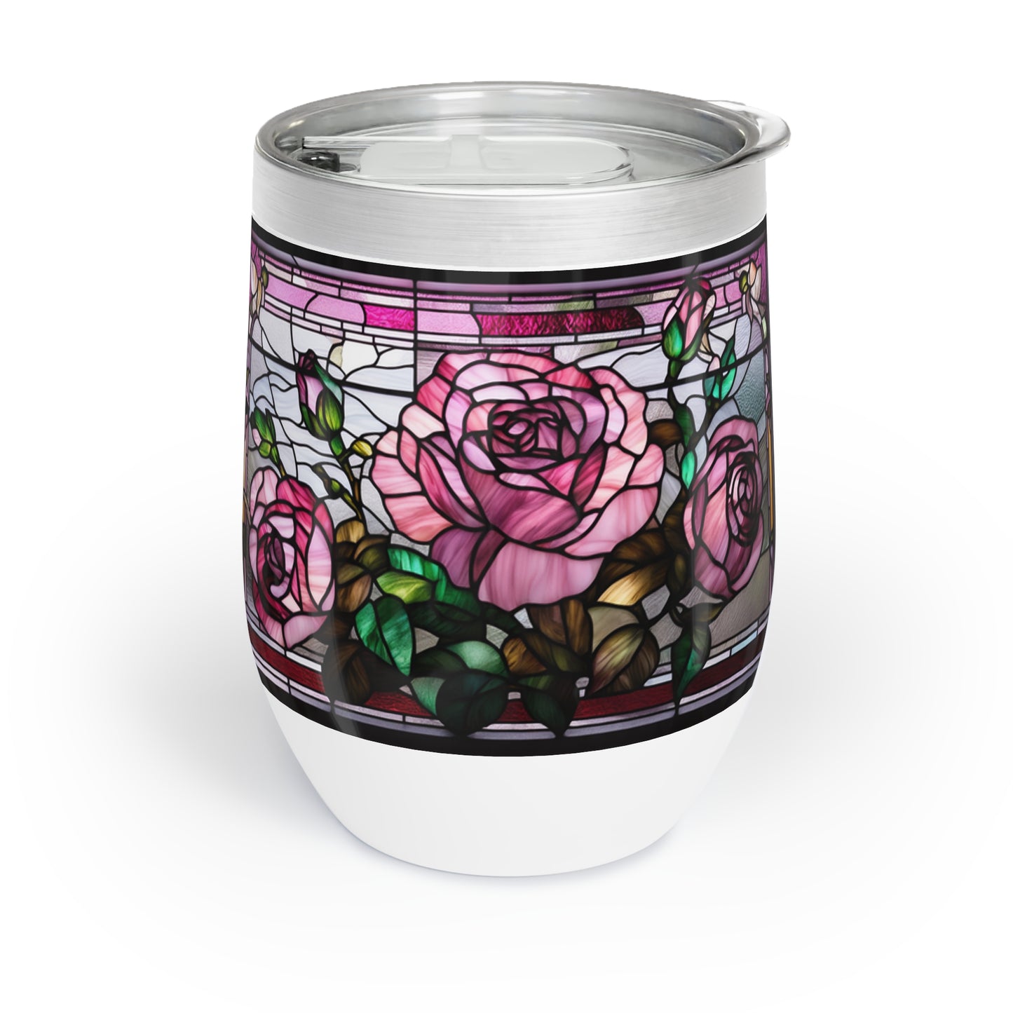 Stained Glass Roses Chill Wine Tumbler