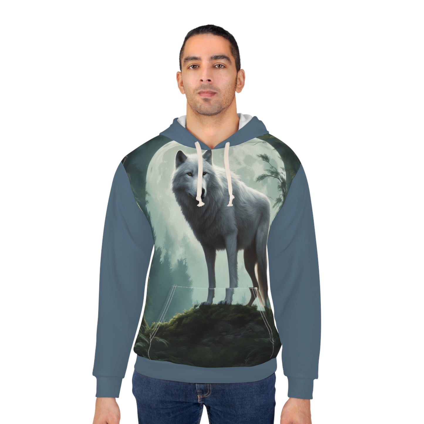 White Wolf Unisex Pullover Hoodie (AOP)