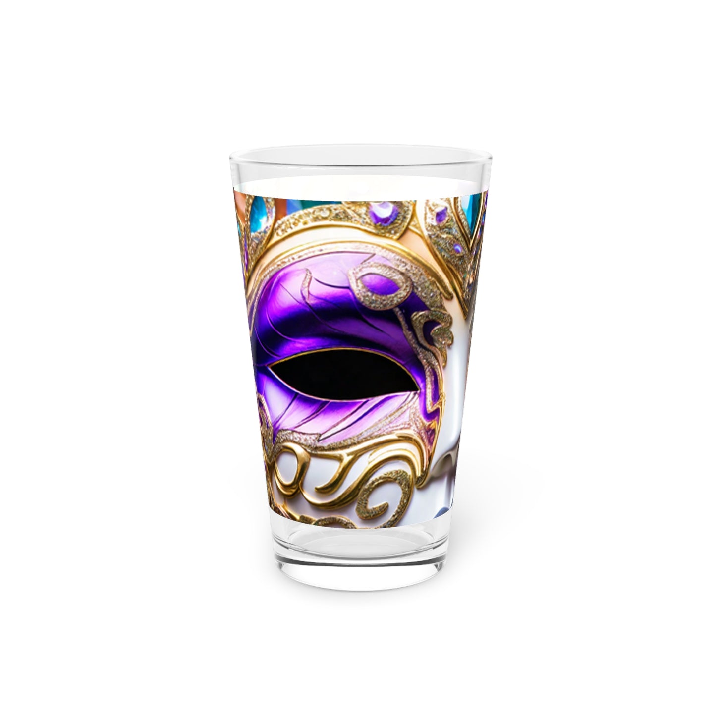 Pint Glass, 16oz Mardi Gras