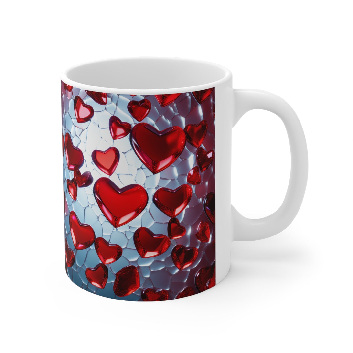 Ceramic Mug 11oz  Glass Hearts