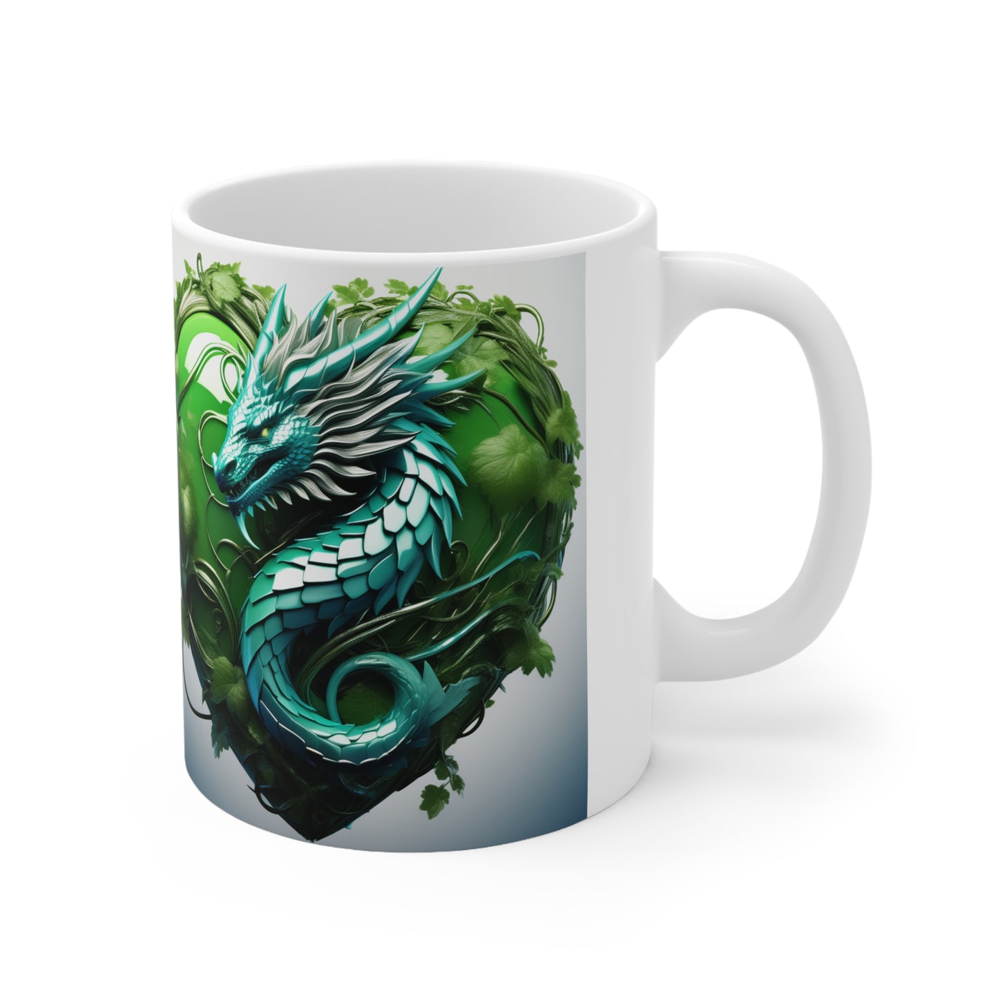 Ceramic Mug 11oz Dragon Heart Green