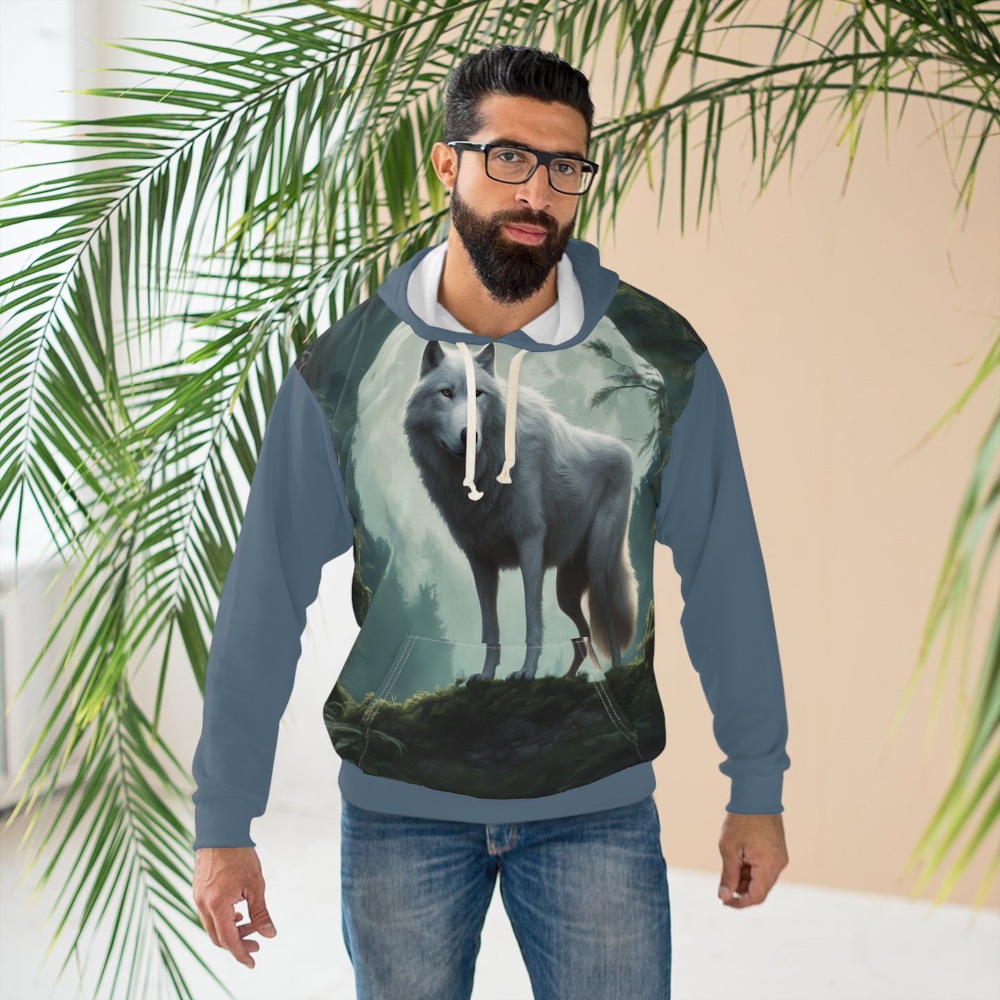 White Wolf Unisex Pullover Hoodie (AOP)