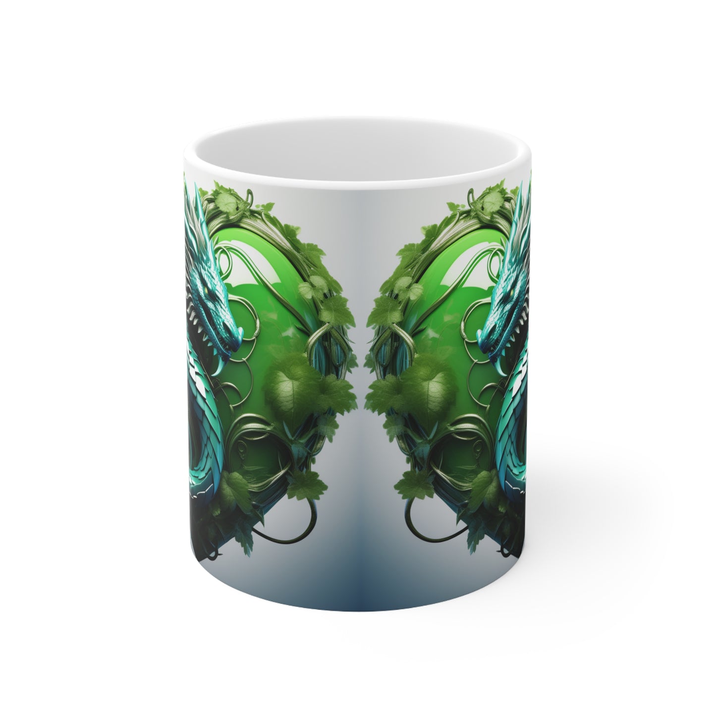 Ceramic Mug 11oz Dragon Heart Green