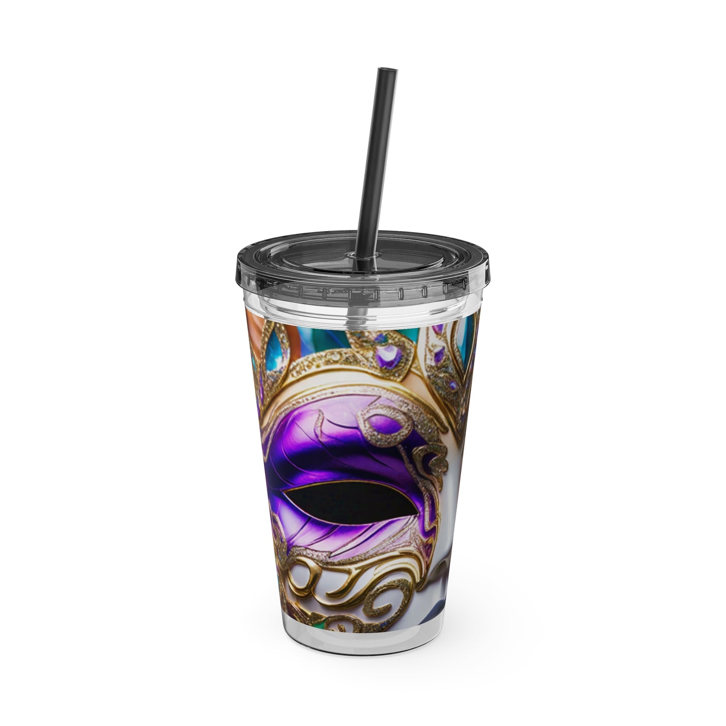 Sunsplash Tumbler with Straw, 16oz Mardi Gras