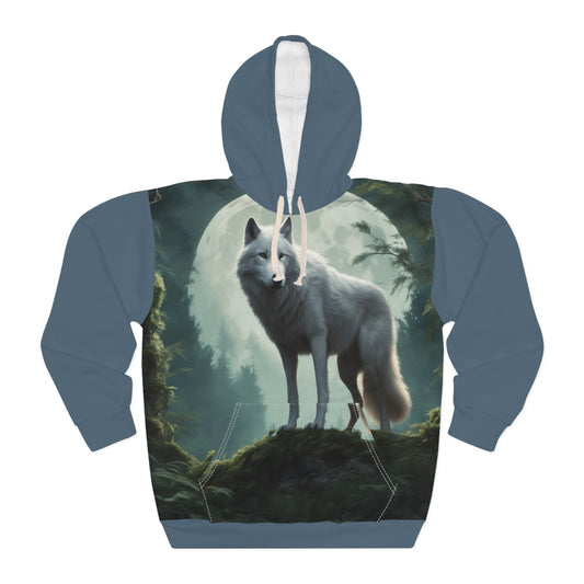 White Wolf Unisex Pullover Hoodie (AOP)