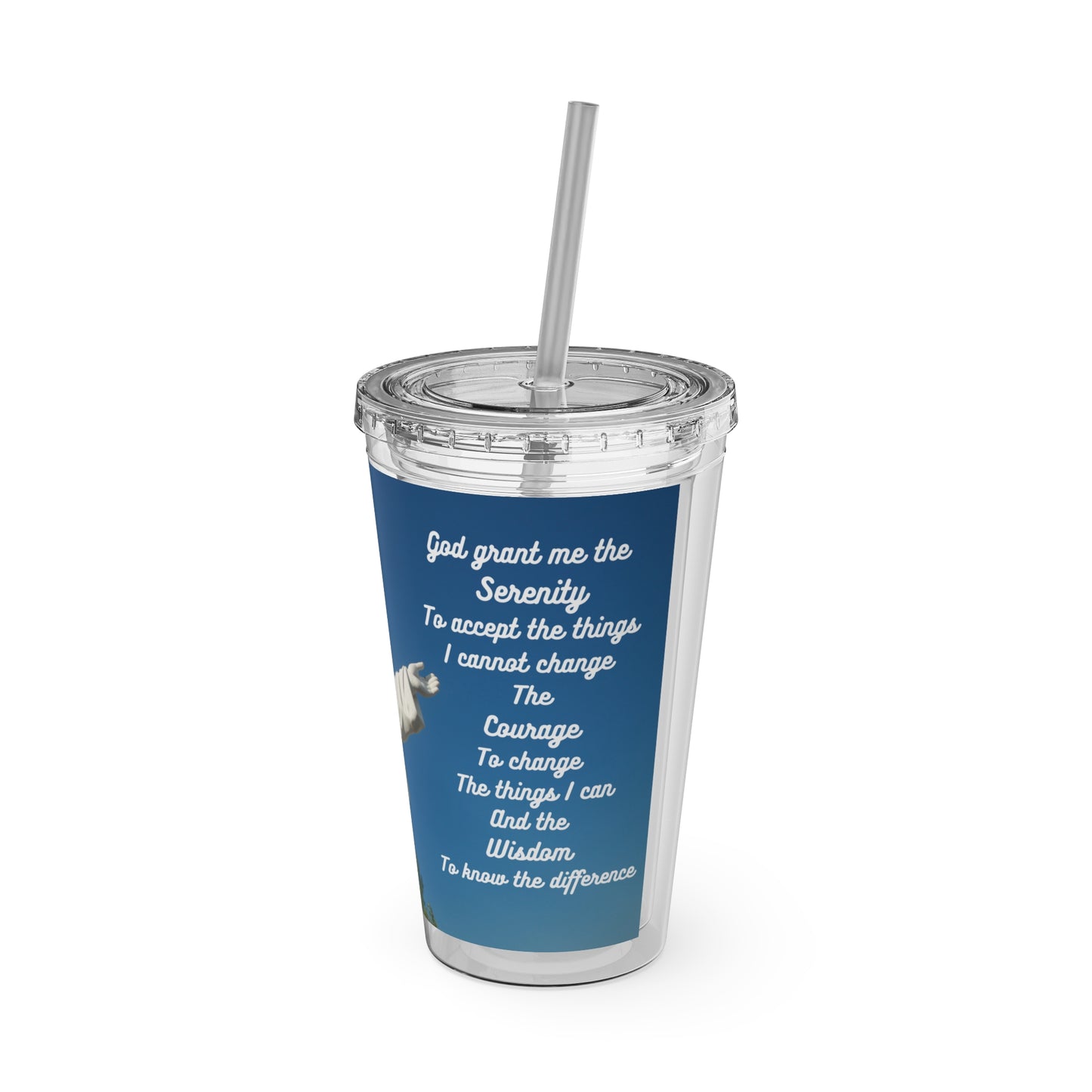 Sunsplash Tumbler with Straw, 16oz Serenity Prayer