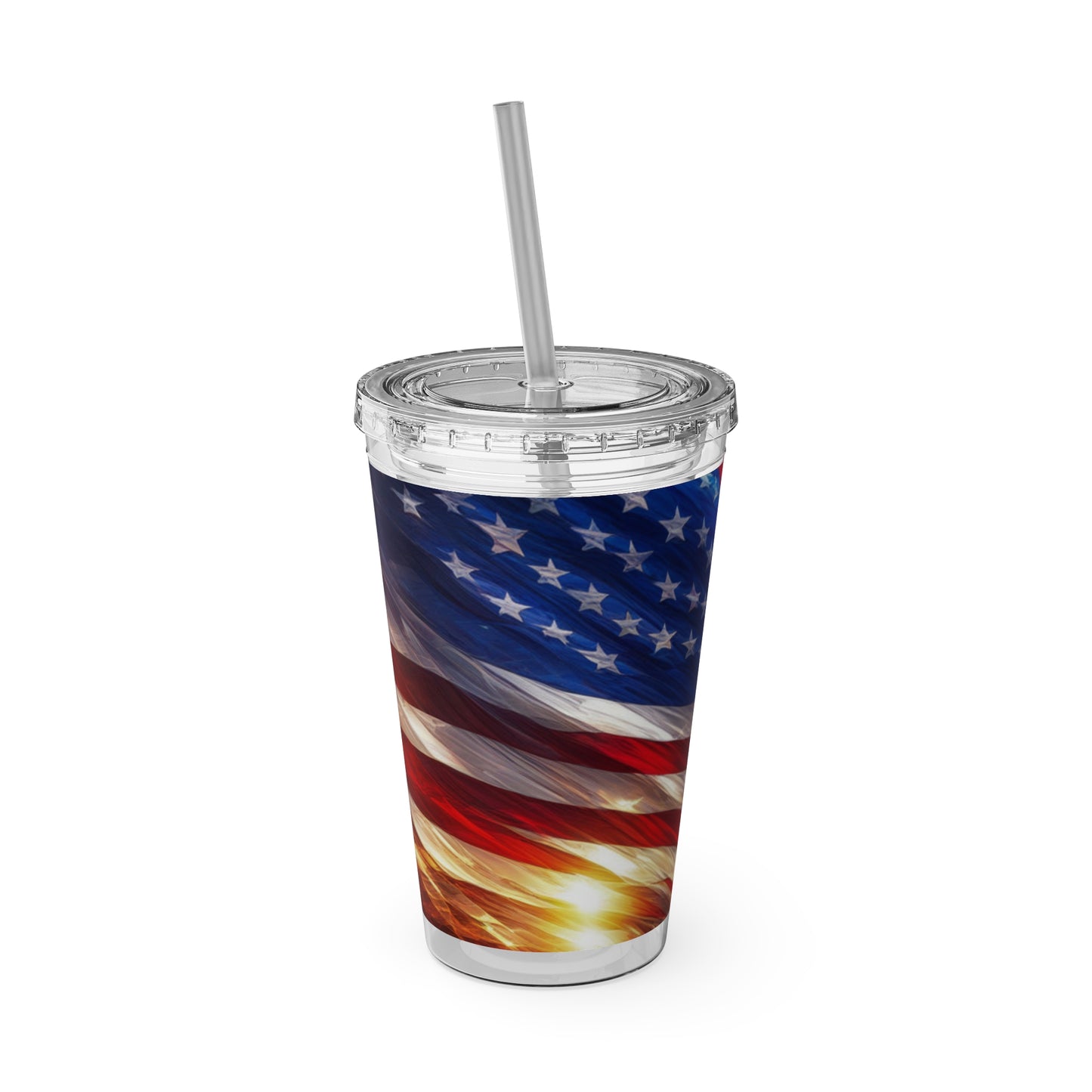 Sunsplash Tumbler with Straw, 16oz American Flag