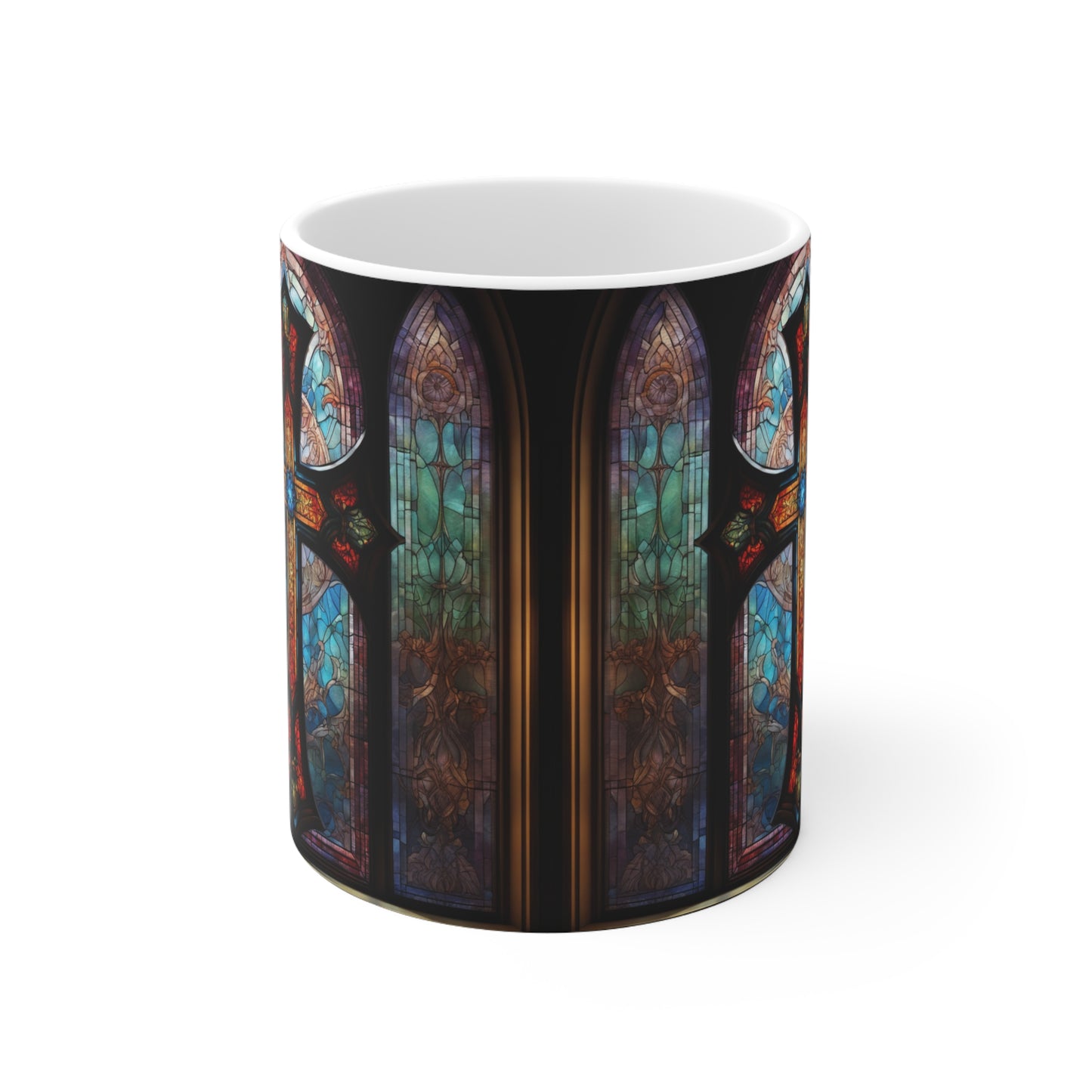 Ceramic Mug 11ozStained Glass Cross