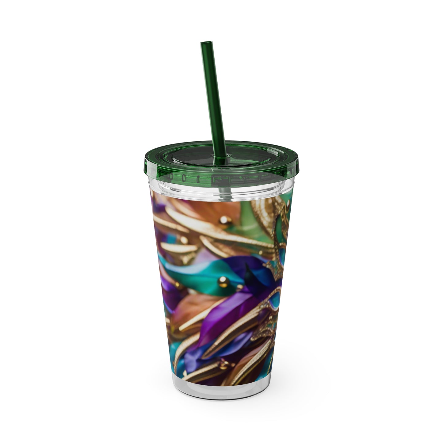 Sunsplash Tumbler with Straw, 16oz Mardi Gras