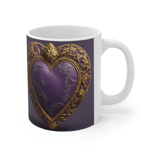 Ceramic Mug 11oz Purple Hearts