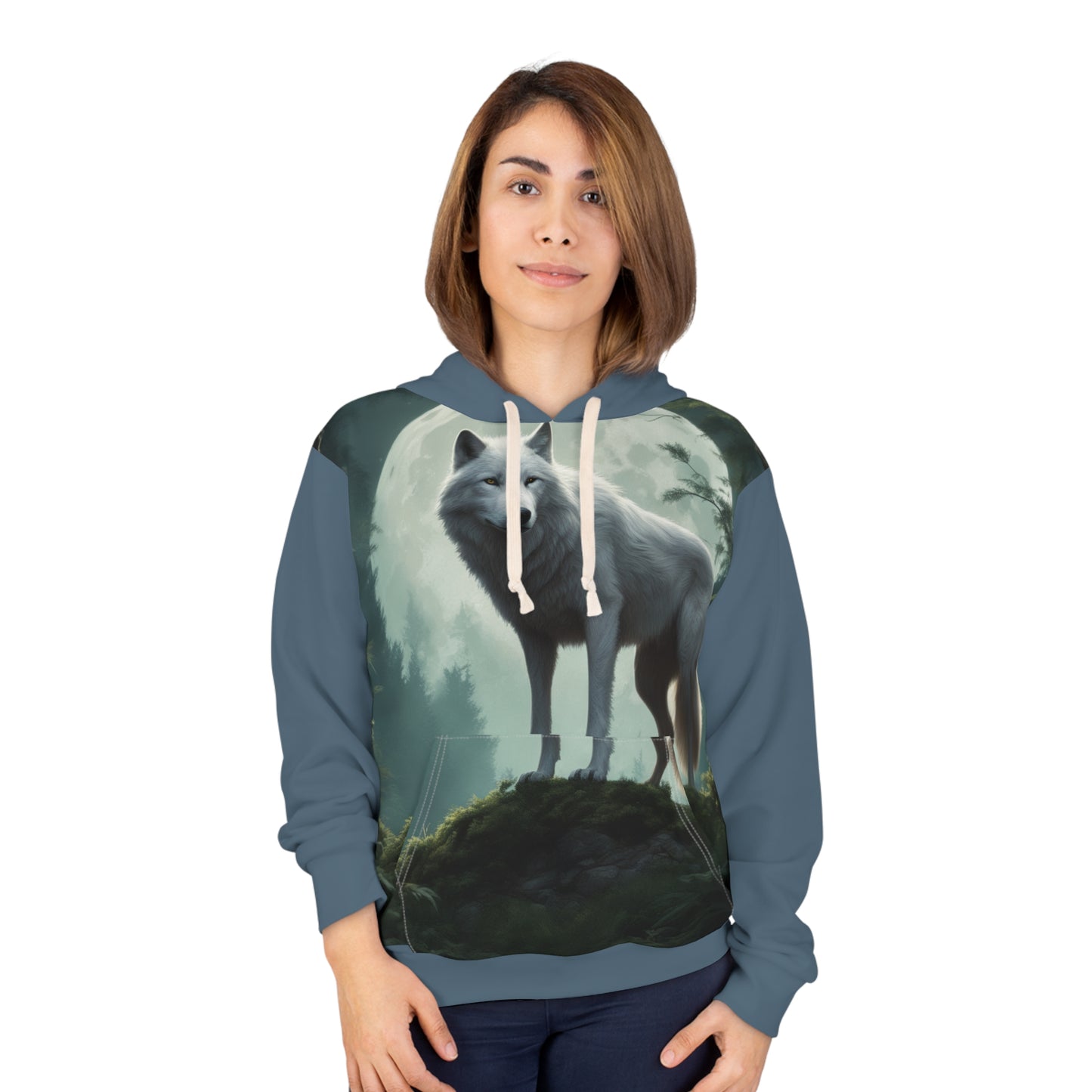 White Wolf Unisex Pullover Hoodie (AOP)