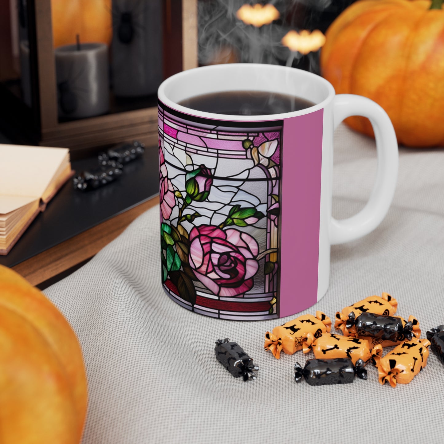 Ceramic Mug 11oz Stained Glass Roses