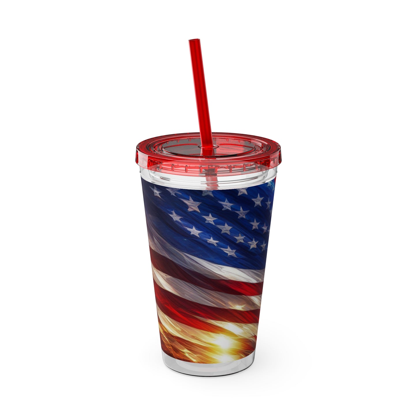 Sunsplash Tumbler with Straw, 16oz American Flag