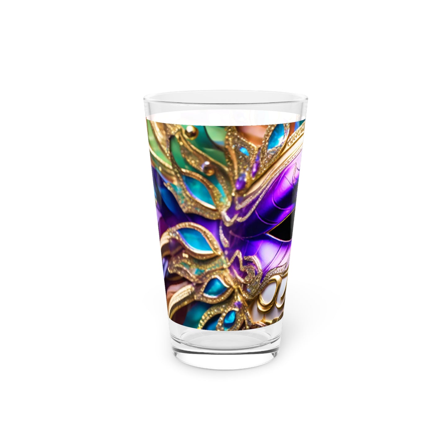 Pint Glass, 16oz Mardi Gras