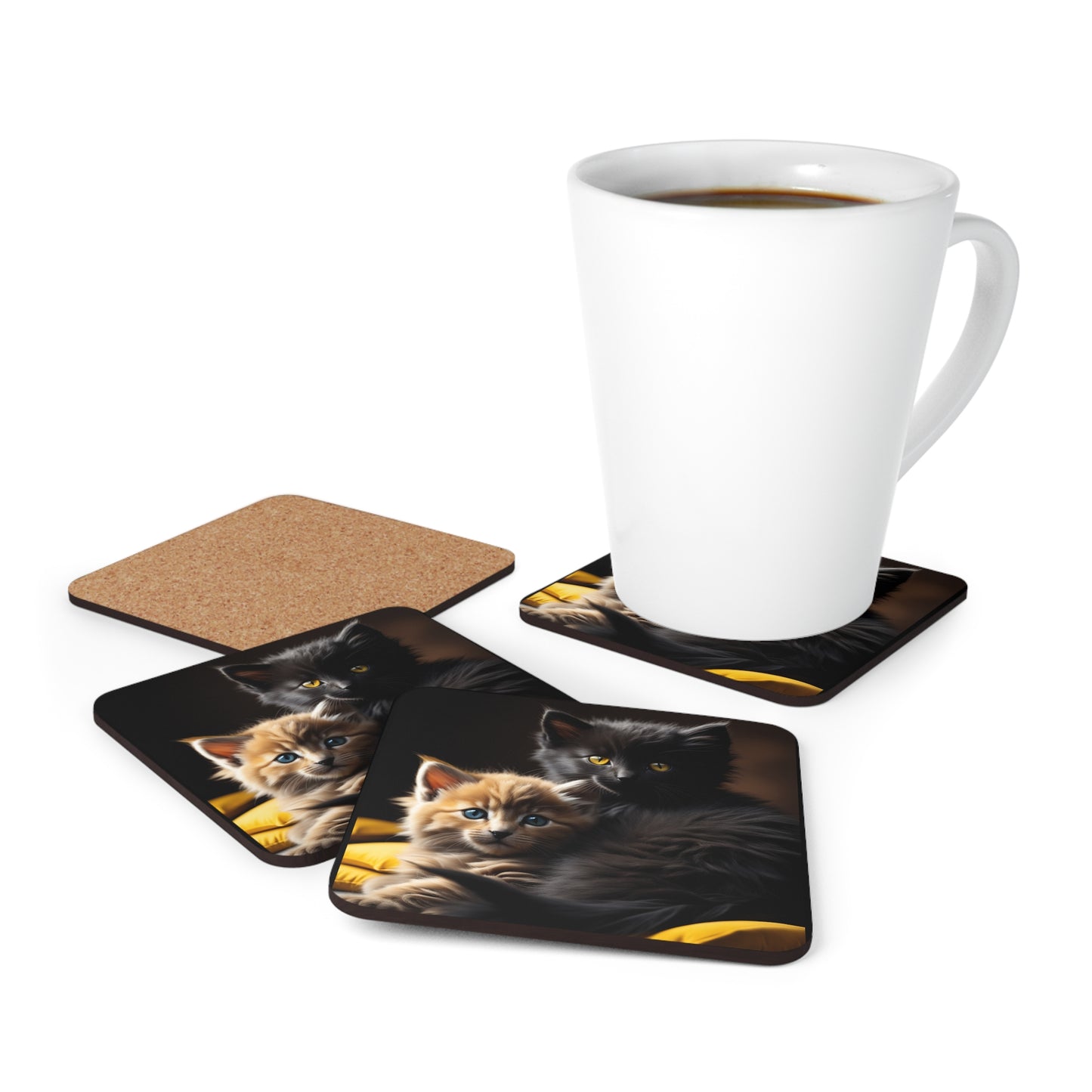 Corkwood Coaster Set Kittens