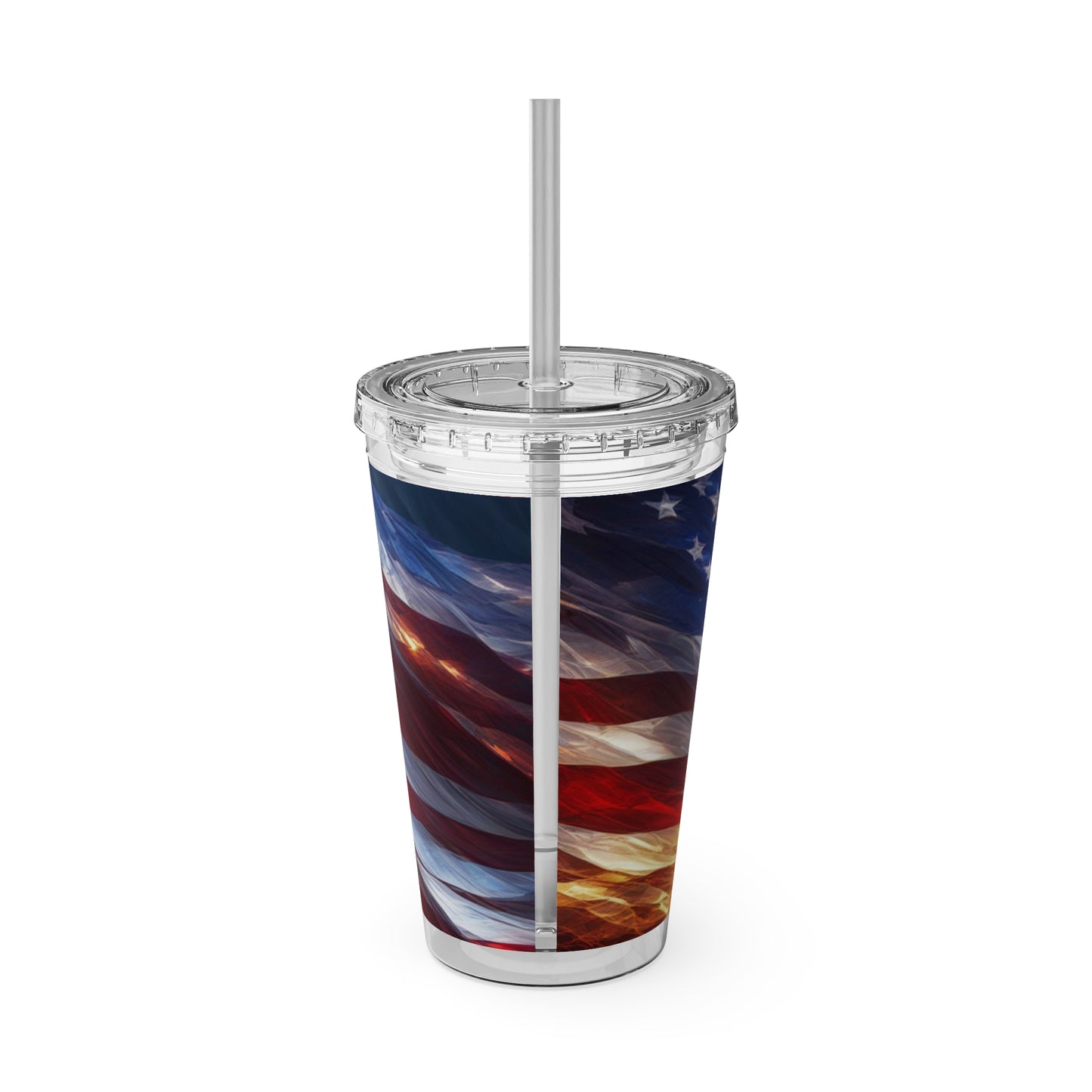 Sunsplash Tumbler with Straw, 16oz American Flag