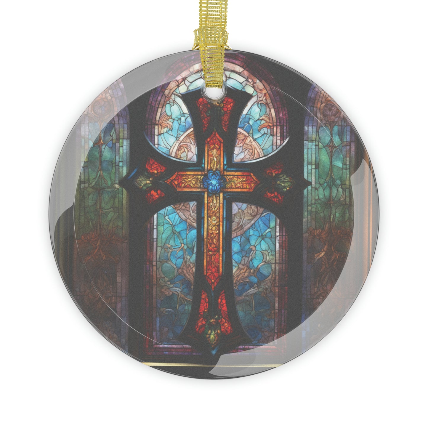 Glass Ornament  Stained Glass Cross 1