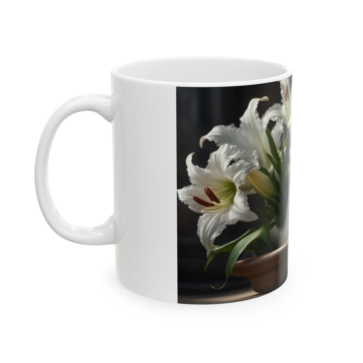 Ceramic Mug, 11oz Kitten in Lilies