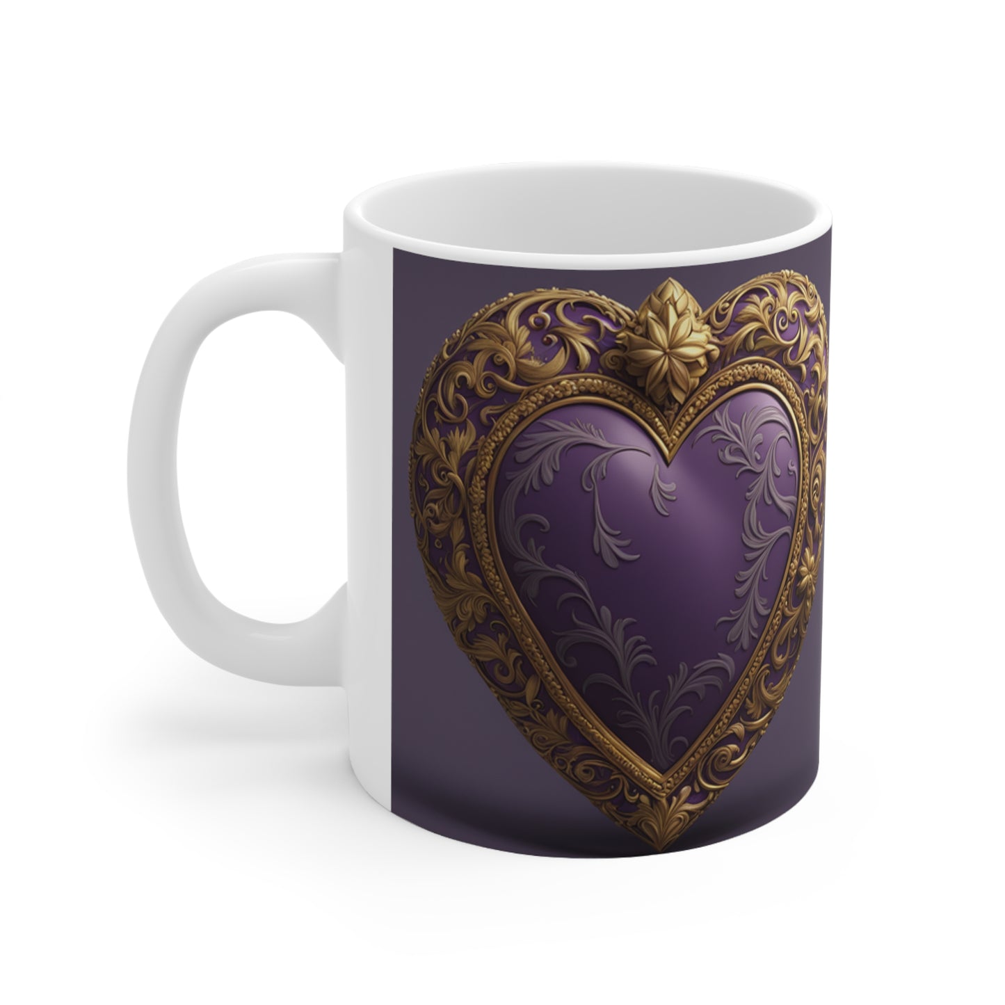 Ceramic Mug 11oz Purple Hearts