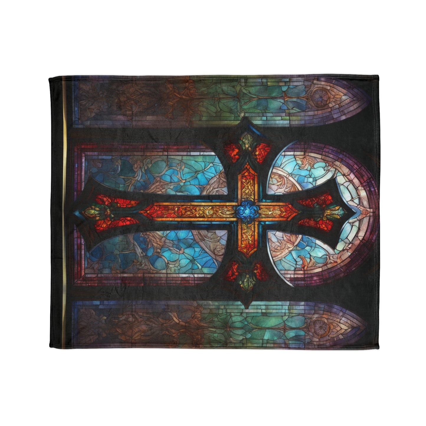 Soft Polyester Blanket Stained Glass Cross