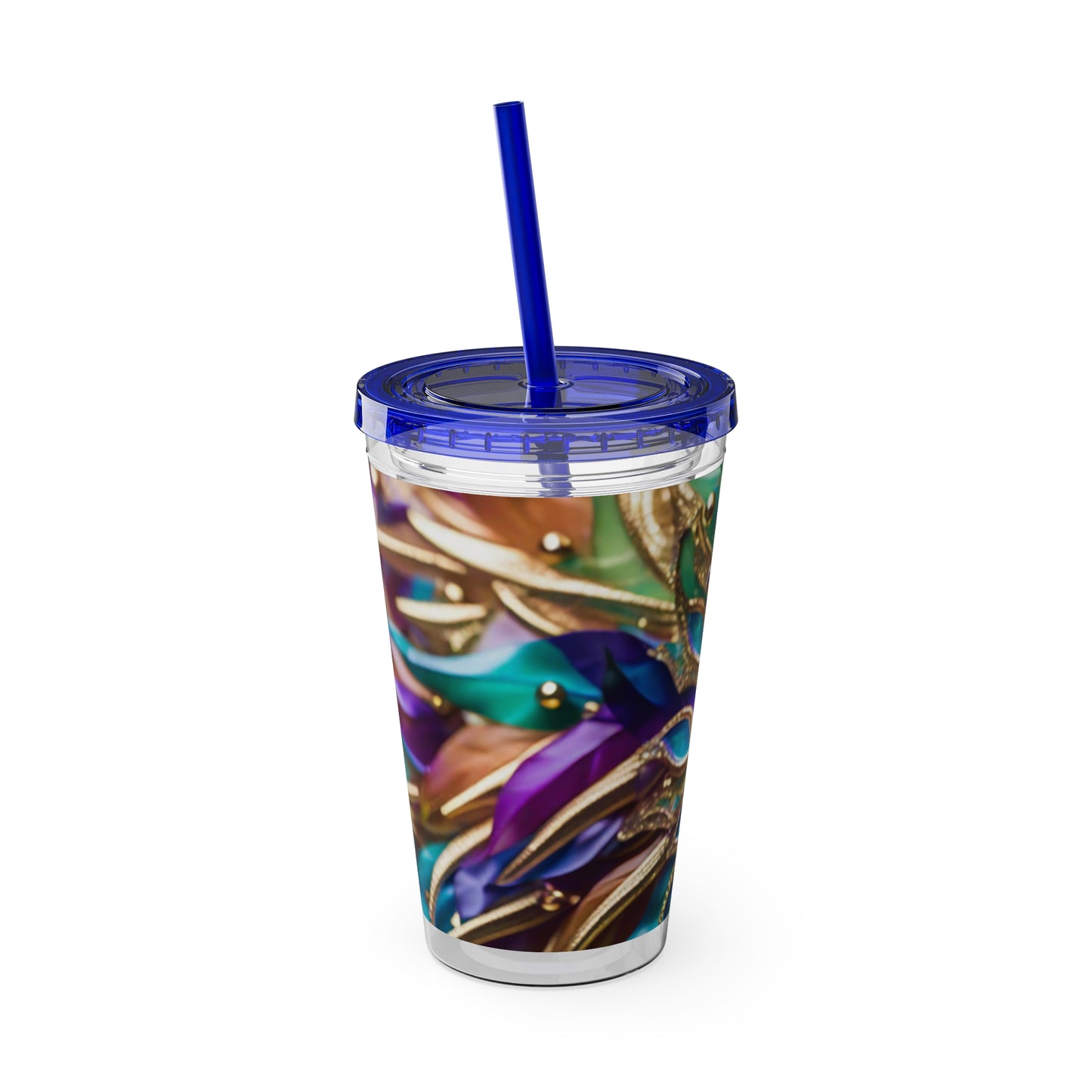 Sunsplash Tumbler with Straw, 16oz Mardi Gras