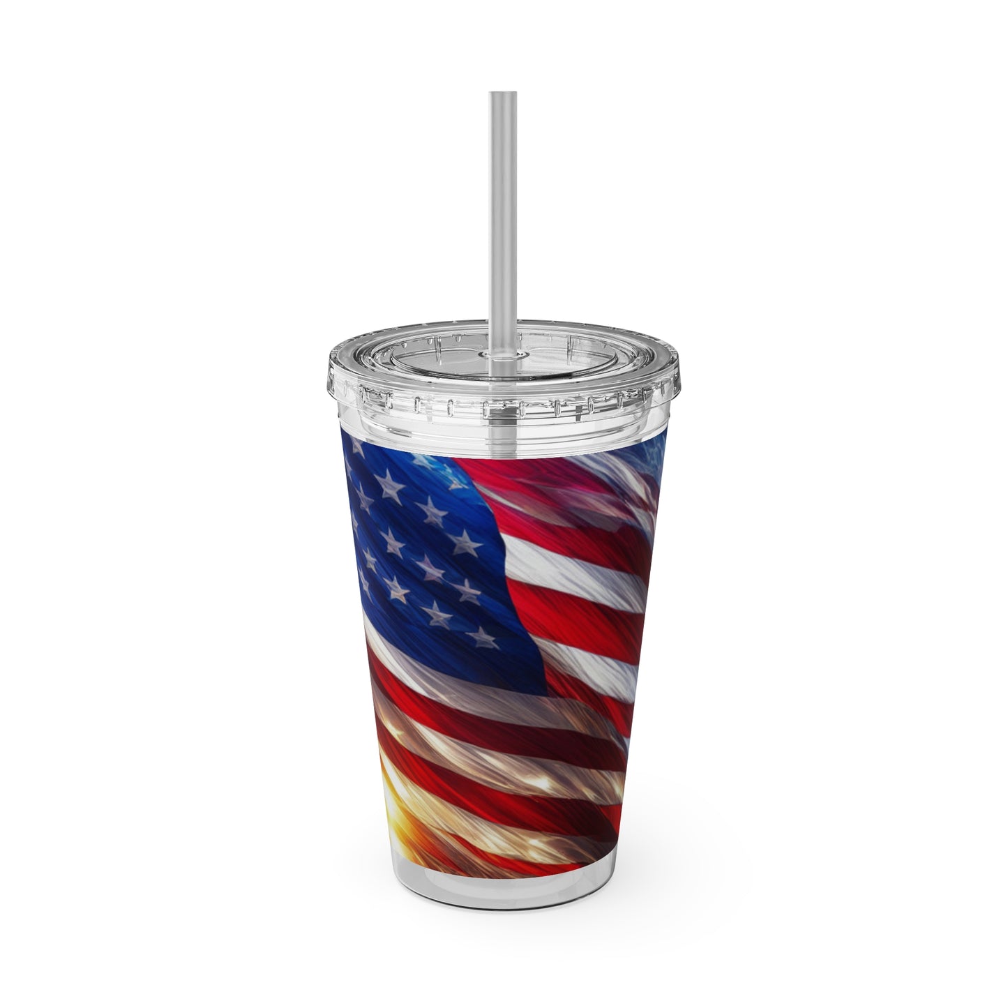 Sunsplash Tumbler with Straw, 16oz American Flag