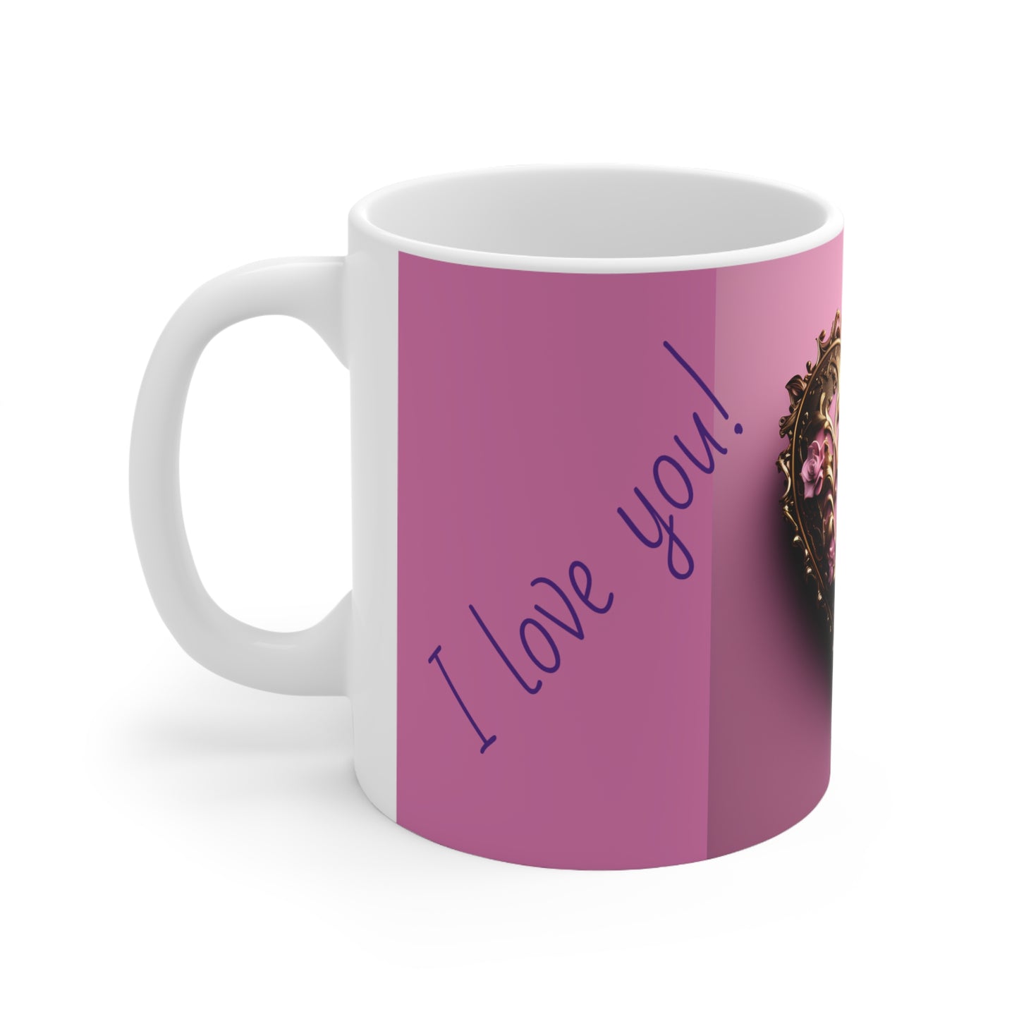 Ceramic Mug 11oz I Love You pink