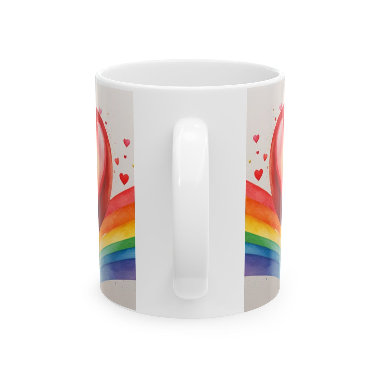 Rainbow Heart Ceramic Mug, (11oz, 15oz)