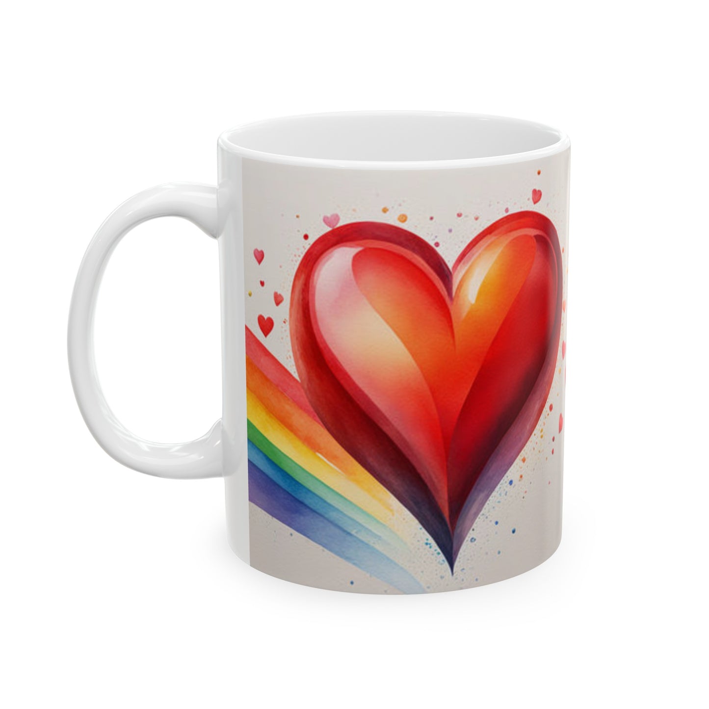 Rainbow Heart Ceramic Mug, (11oz, 15oz)