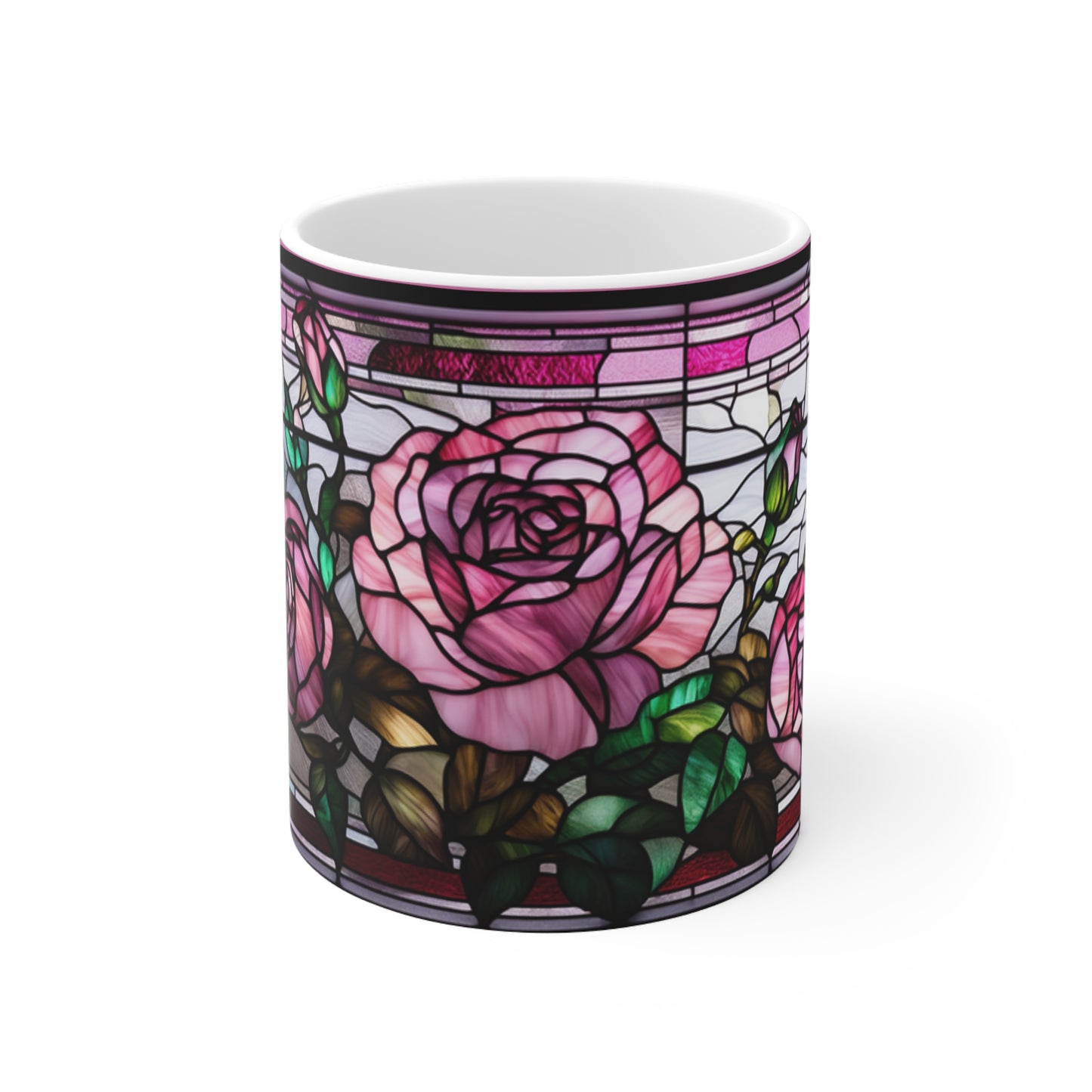 Ceramic Mug 11oz Stained Glass Roses