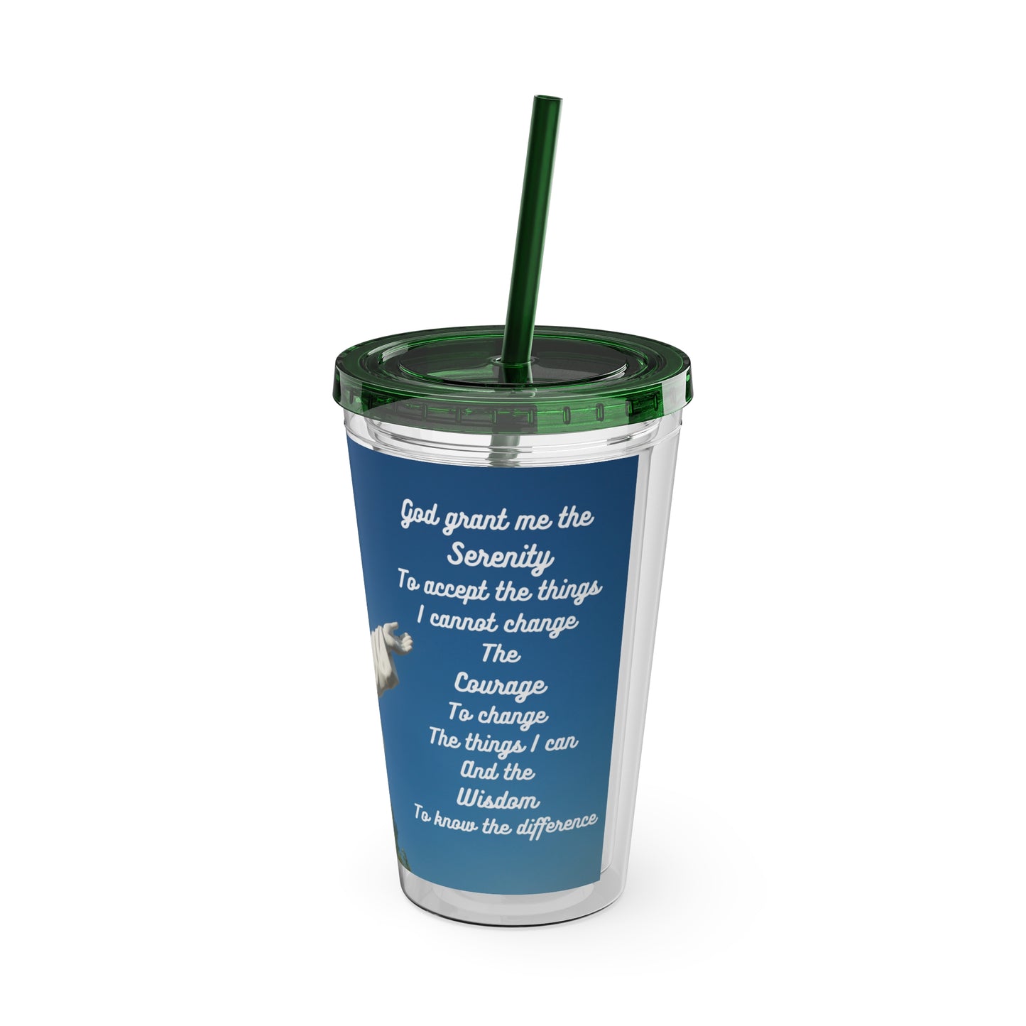 Sunsplash Tumbler with Straw, 16oz Serenity Prayer