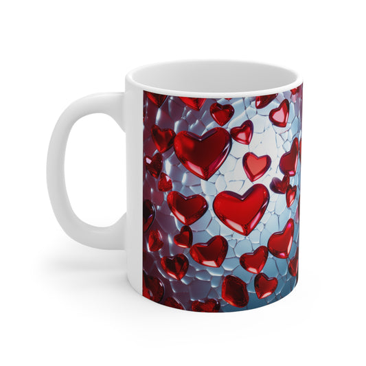 Ceramic Mug 11oz  Glass Hearts