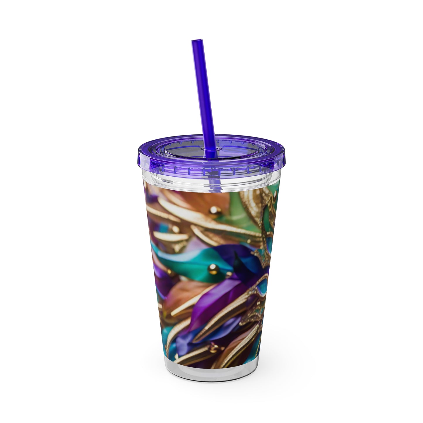 Sunsplash Tumbler with Straw, 16oz Mardi Gras