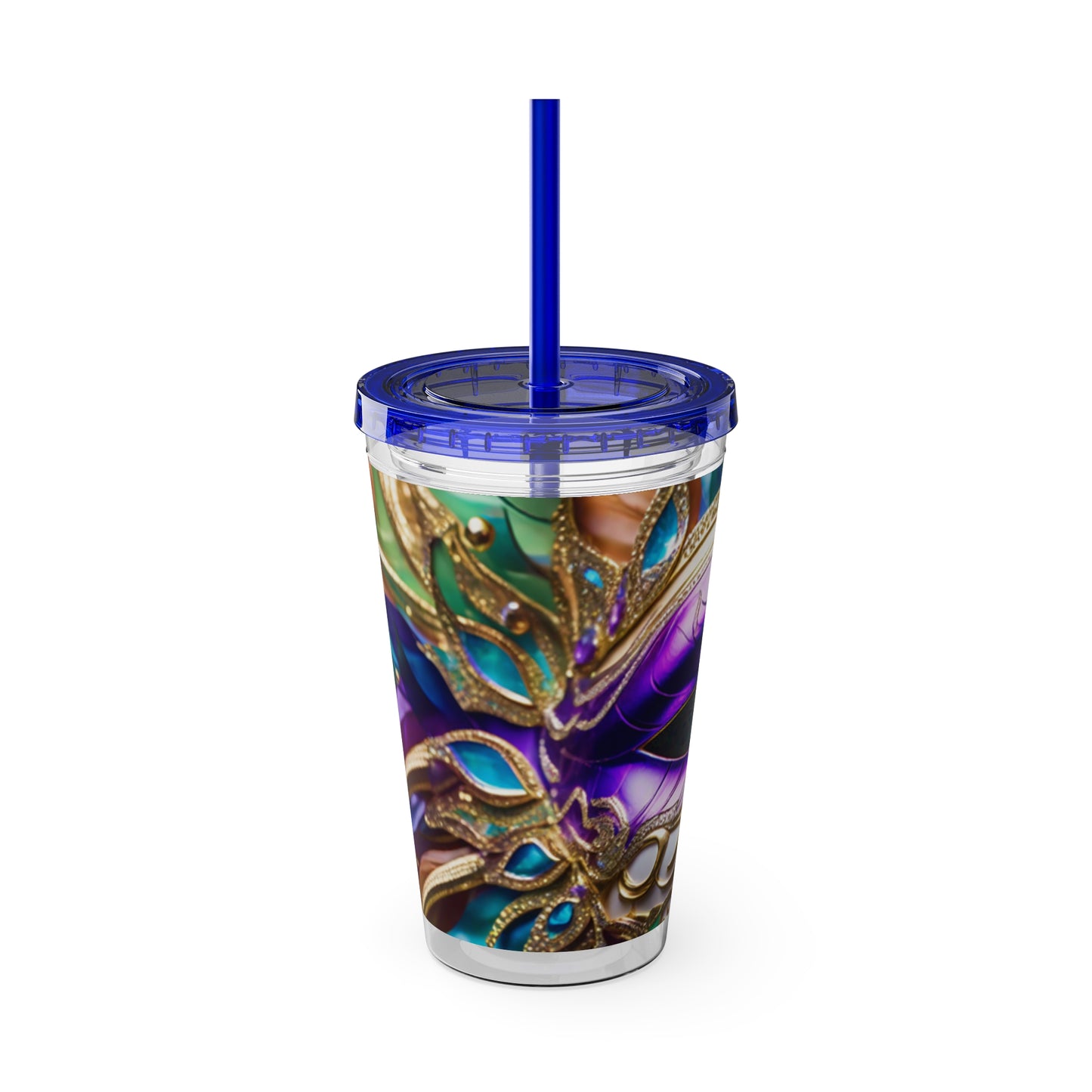 Sunsplash Tumbler with Straw, 16oz Mardi Gras