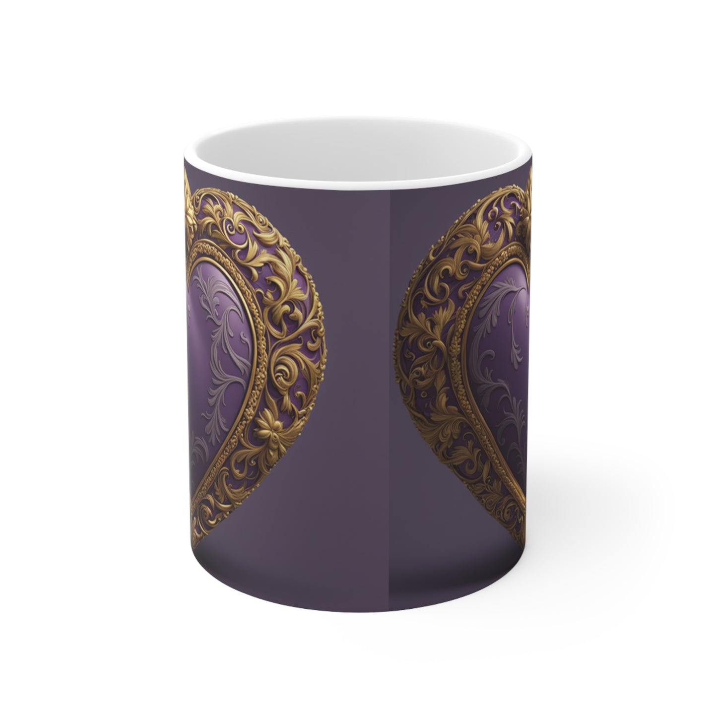 Ceramic Mug 11oz Purple Hearts