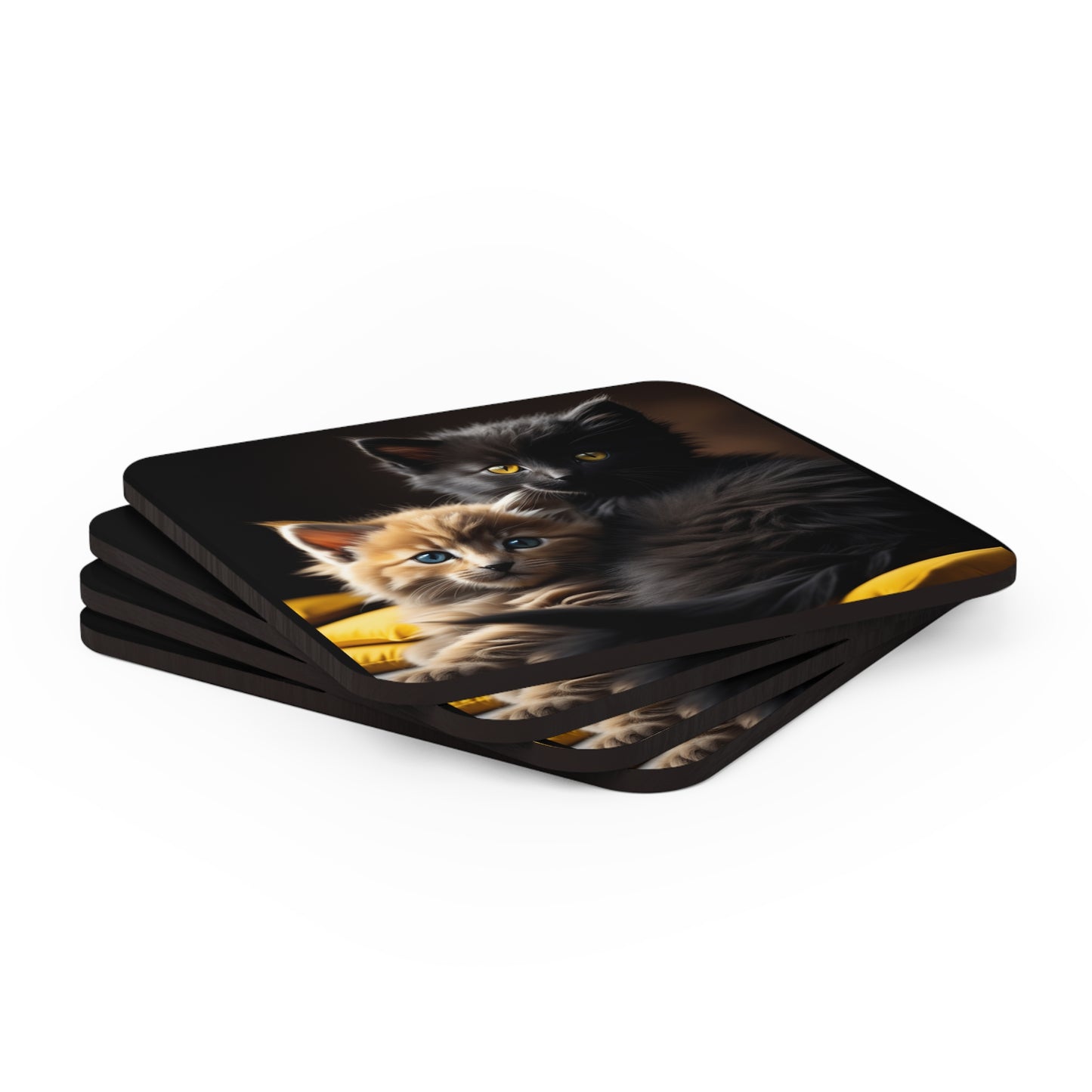 Corkwood Coaster Set Kittens