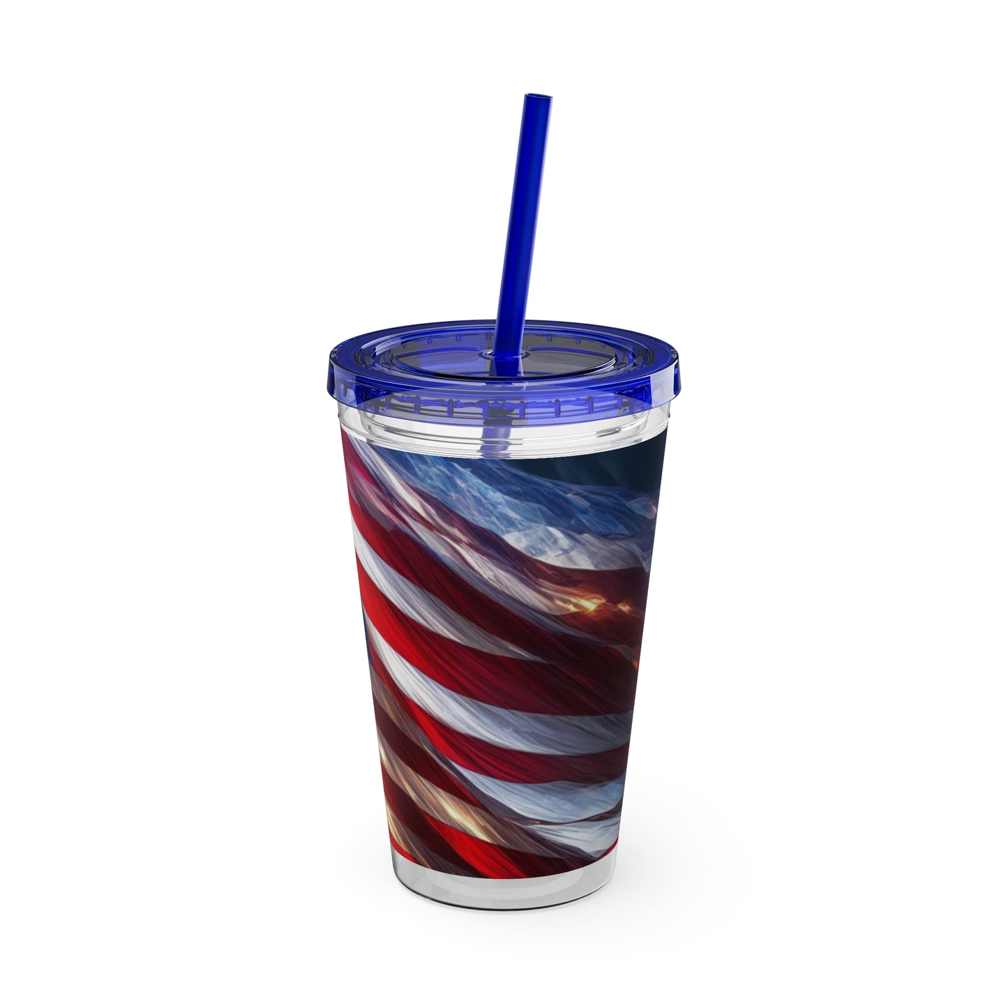 Sunsplash Tumbler with Straw, 16oz American Flag