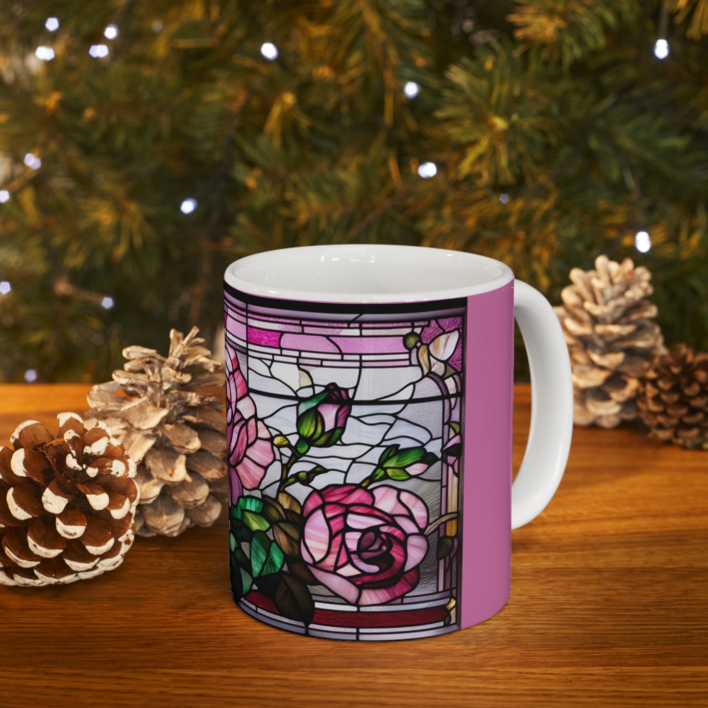 Ceramic Mug 11oz Stained Glass Roses