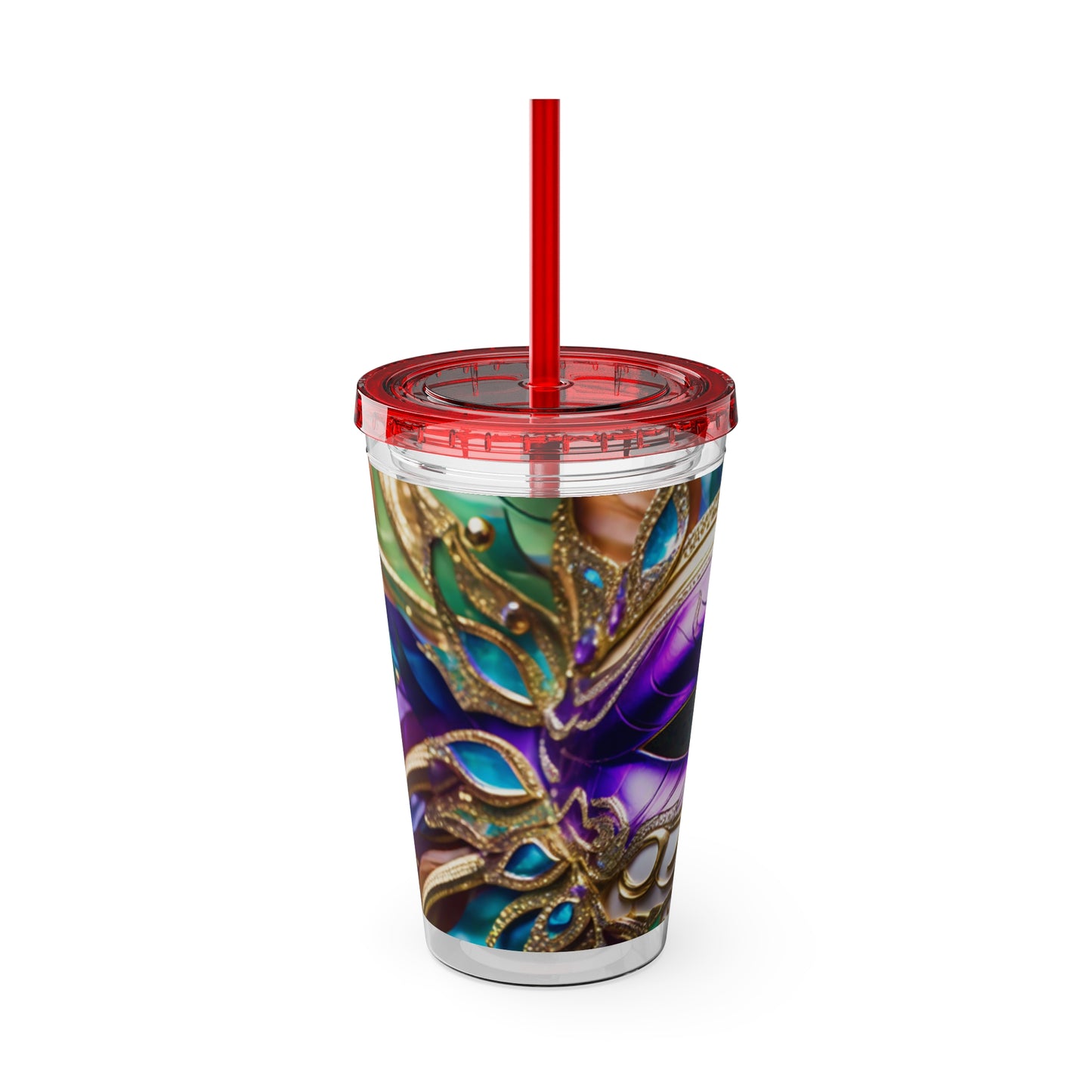 Sunsplash Tumbler with Straw, 16oz Mardi Gras