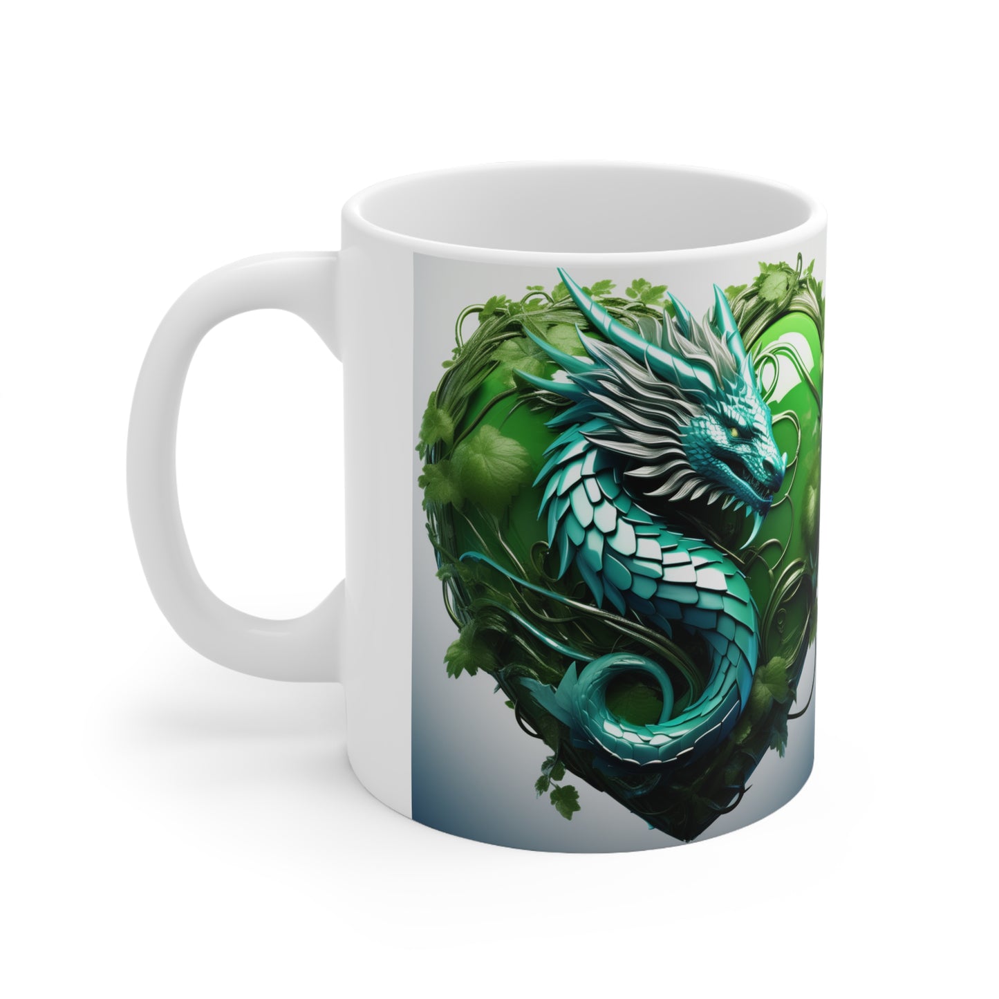 Ceramic Mug 11oz Dragon Heart Green