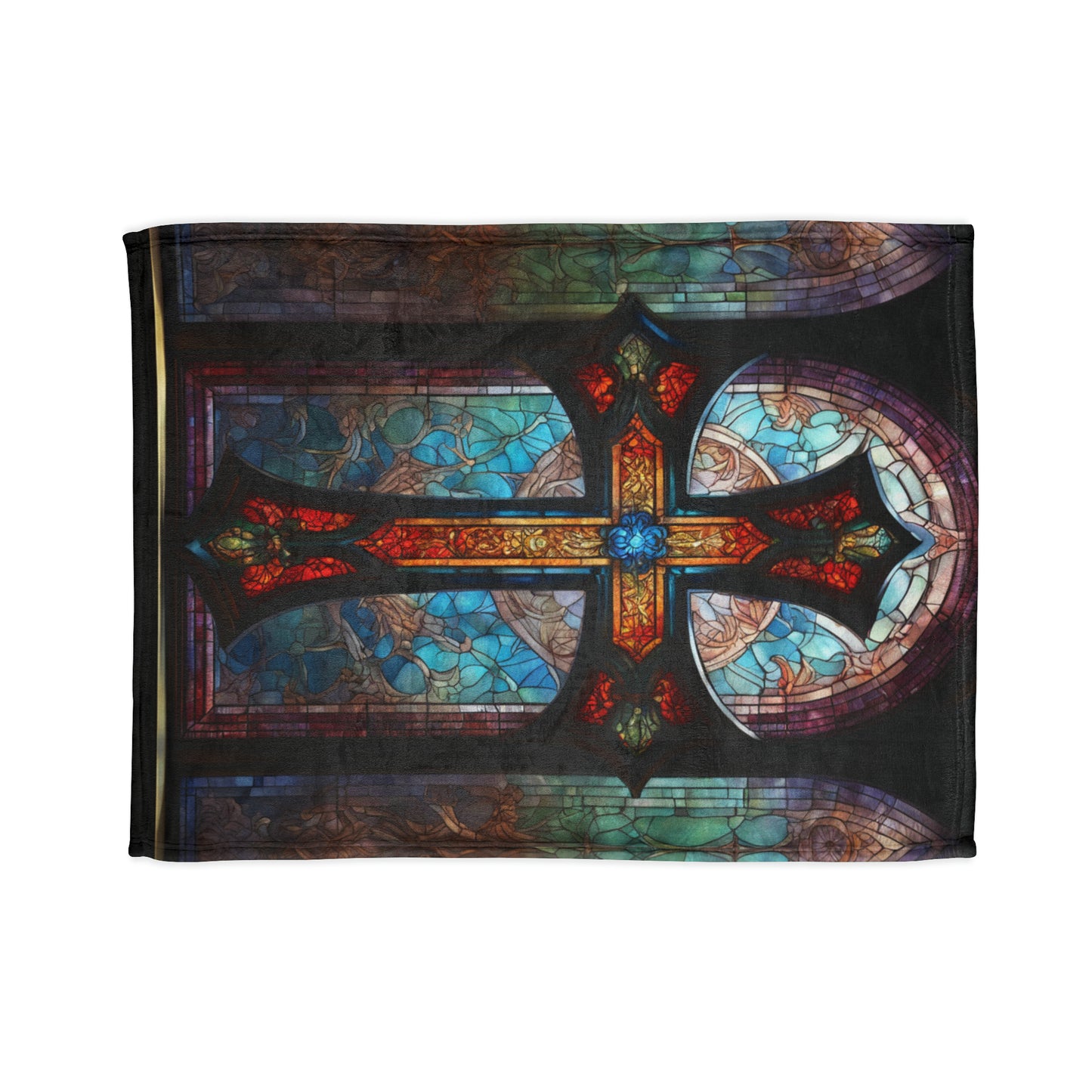 Soft Polyester Blanket Stained Glass Cross