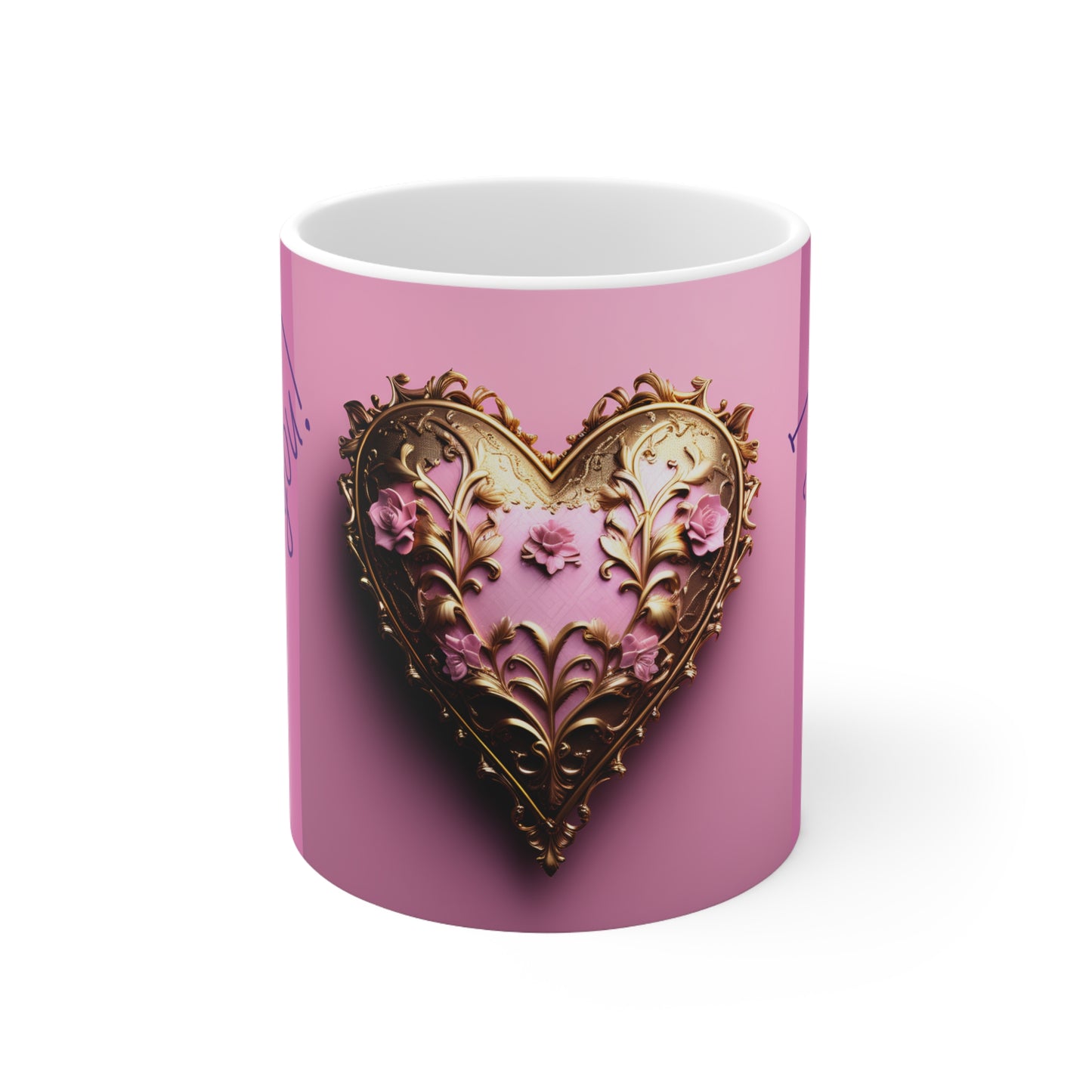 Ceramic Mug 11oz I Love You pink