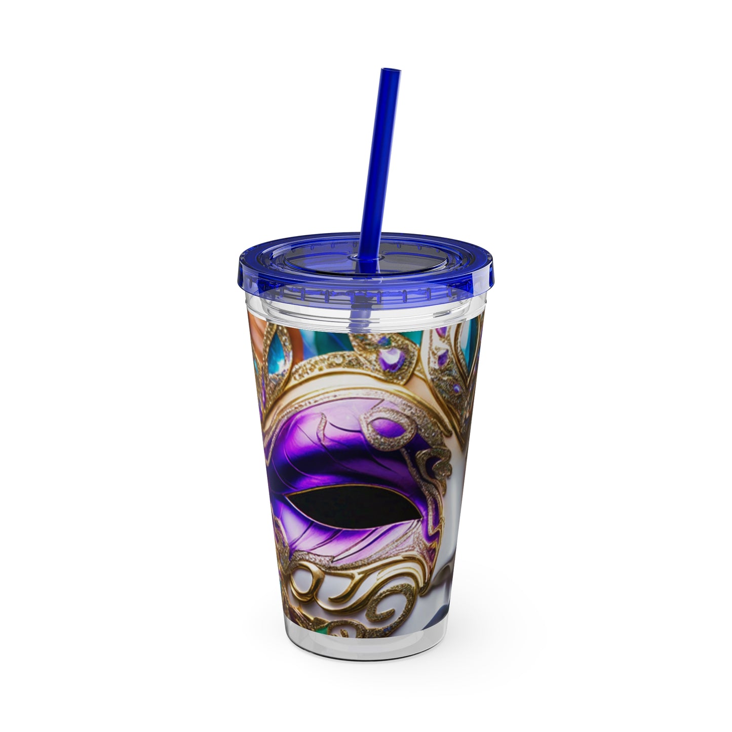 Sunsplash Tumbler with Straw, 16oz Mardi Gras