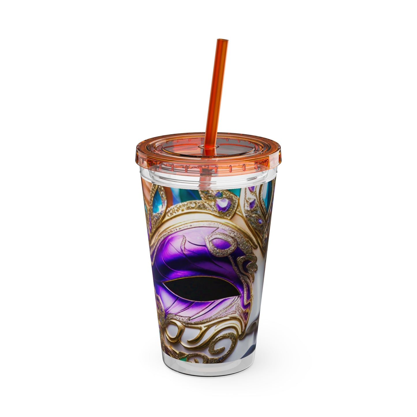 Sunsplash Tumbler with Straw, 16oz Mardi Gras