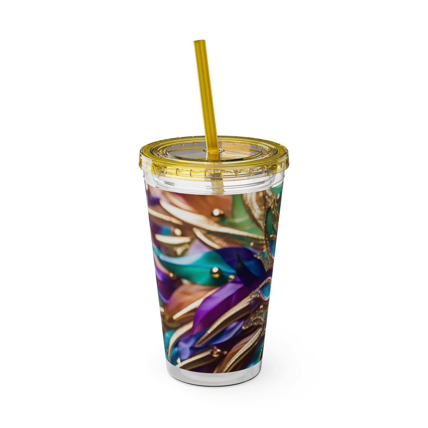 Sunsplash Tumbler with Straw, 16oz Mardi Gras